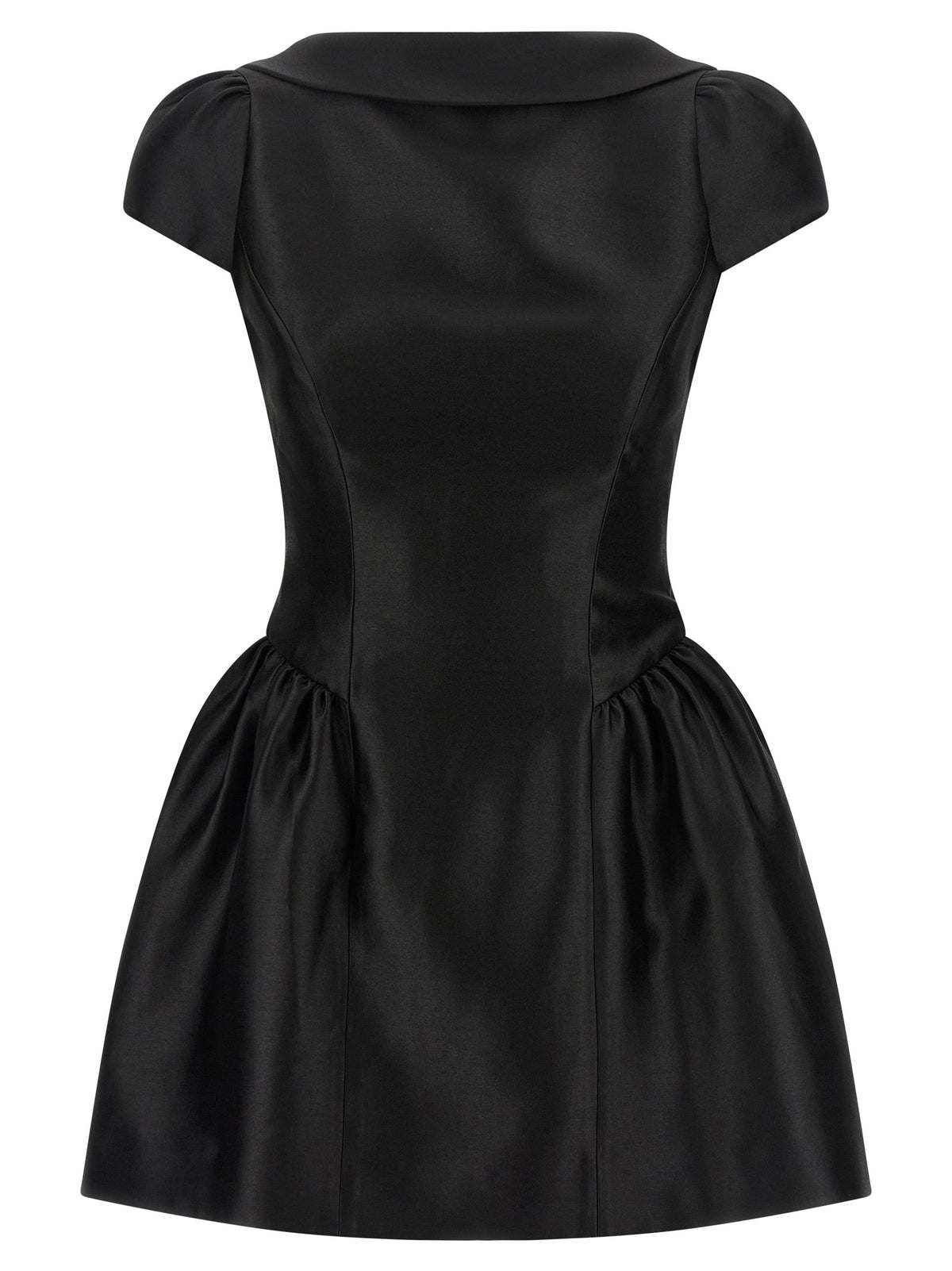 Self Portrait 'Black Taffetà Collared Mini' Dress