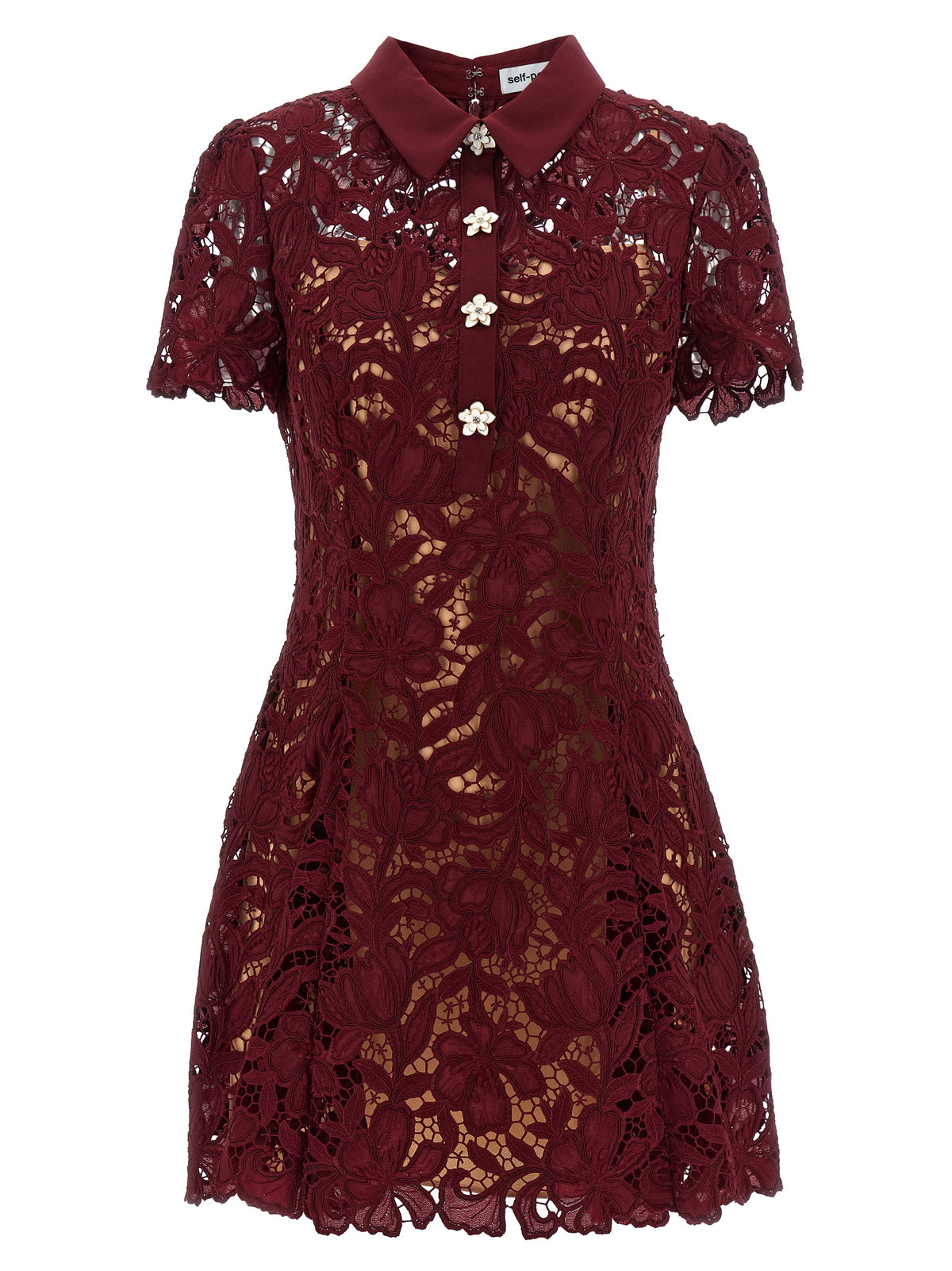 Self Portrait 'Burgundy Lace Mini' Dress
