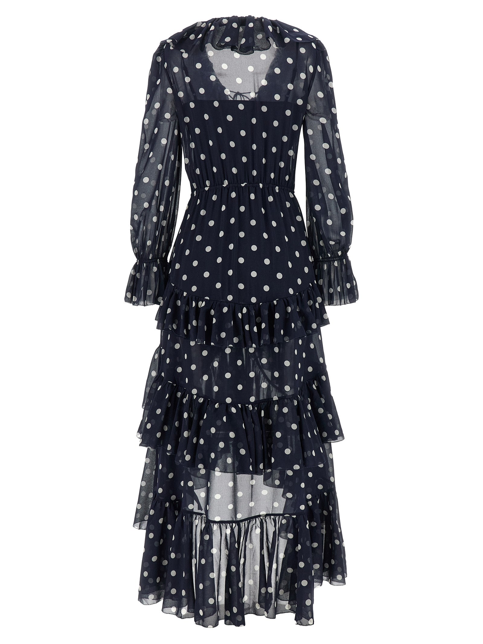 Self Portrait 'Polka Dot Georgette Ruffle Maxi' Dress