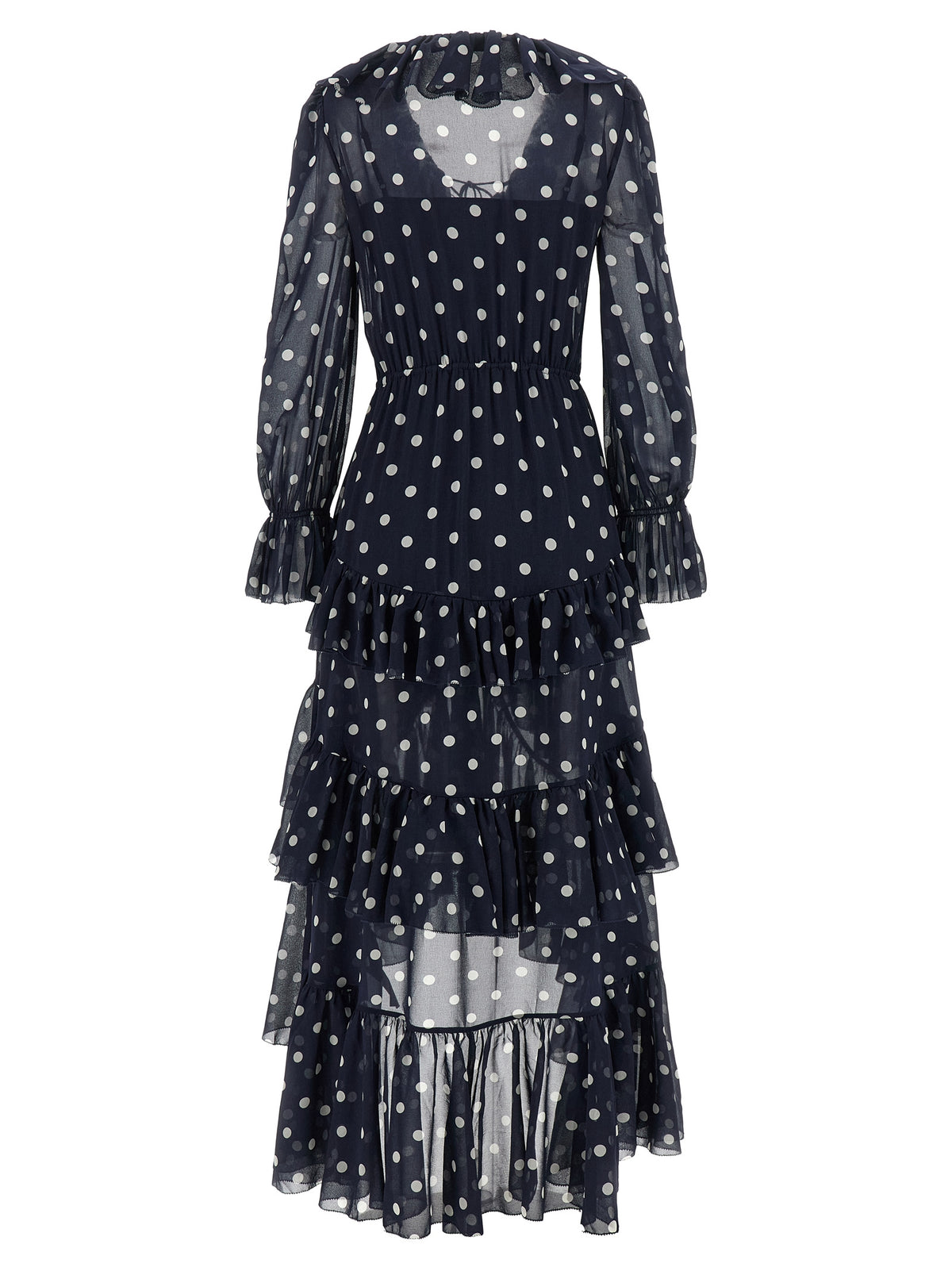 Self Portrait 'Polka Dot Georgette Ruffle Maxi' Dress
