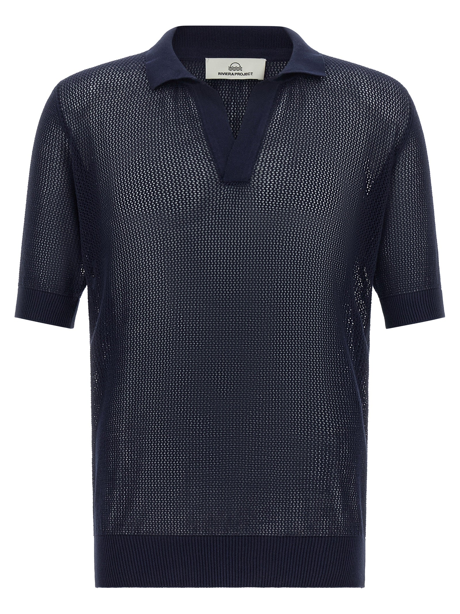 Riviera Project Openwork Cotton Polo Shirt