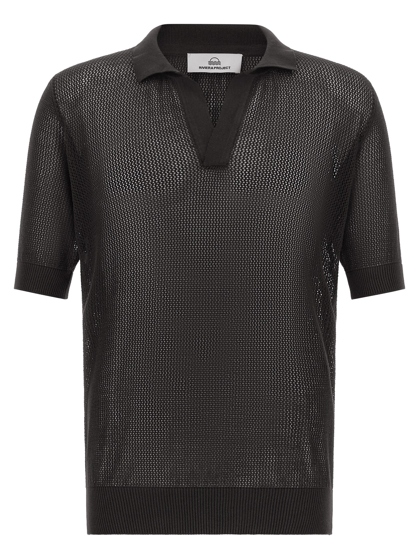 Riviera Project Openwork Cotton Polo Shirt