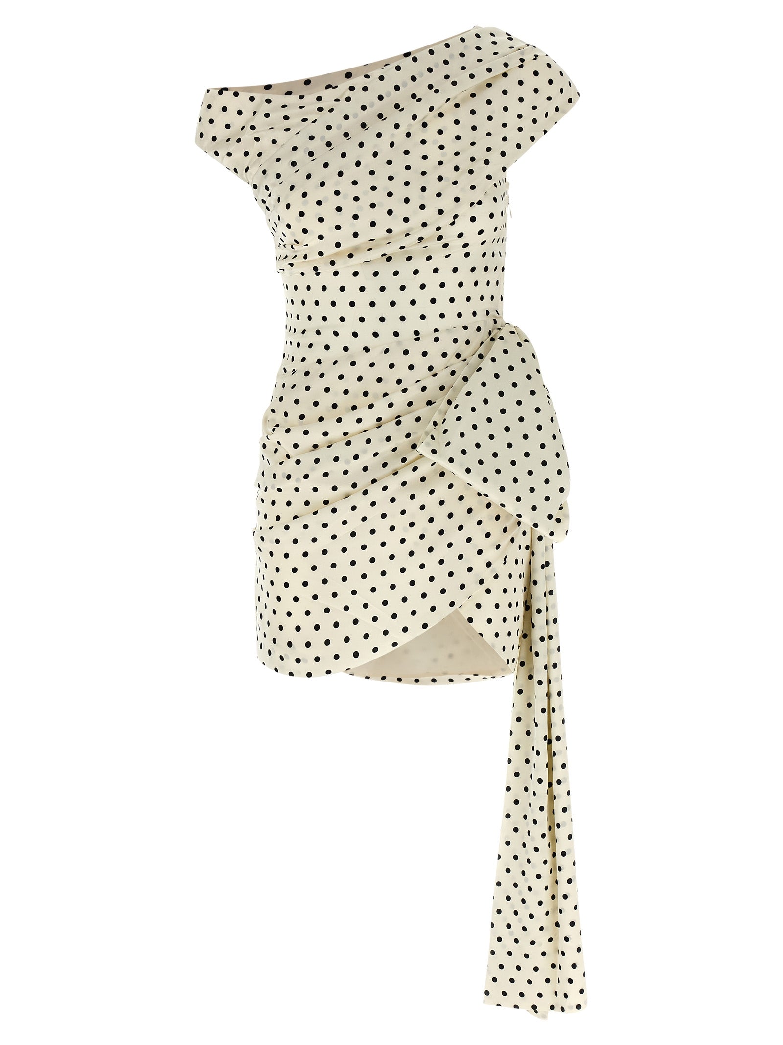 Self Portrait 'Polka Dot Satin Tie Side Mini' Dress