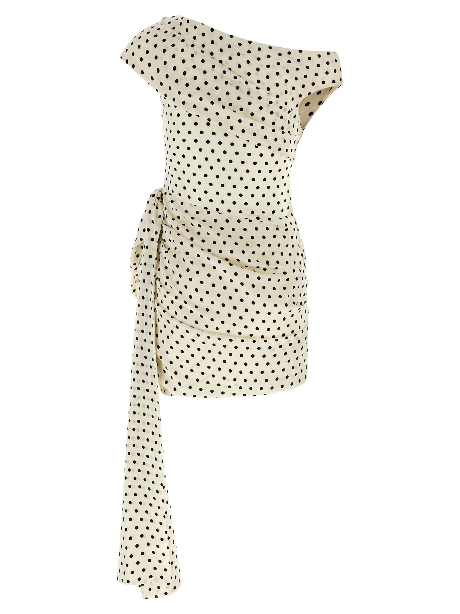 Self Portrait 'Polka Dot Satin Tie Side Mini' Dress