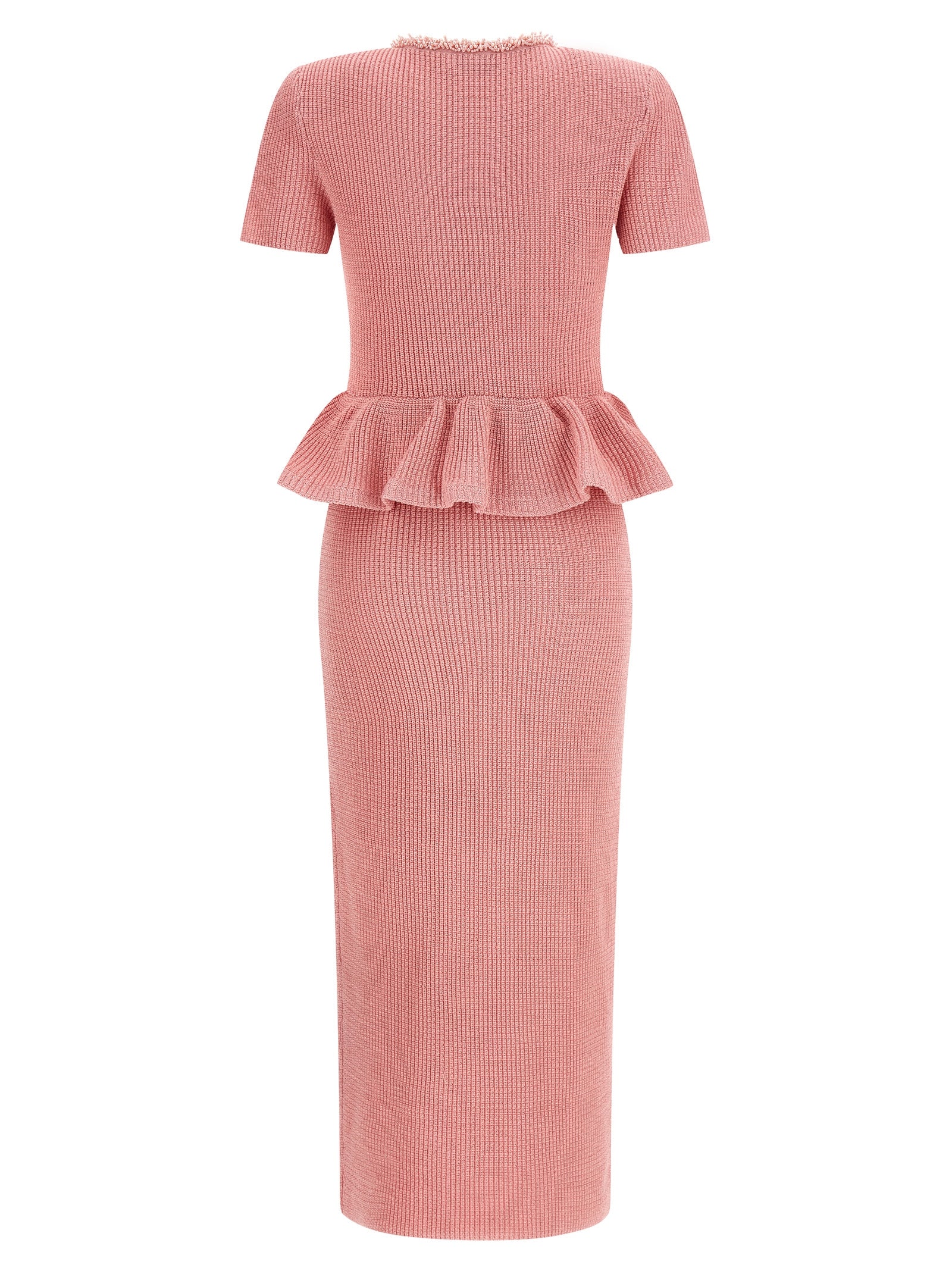 Self Portrait 'Pink Peplum Knit Midi' Dress