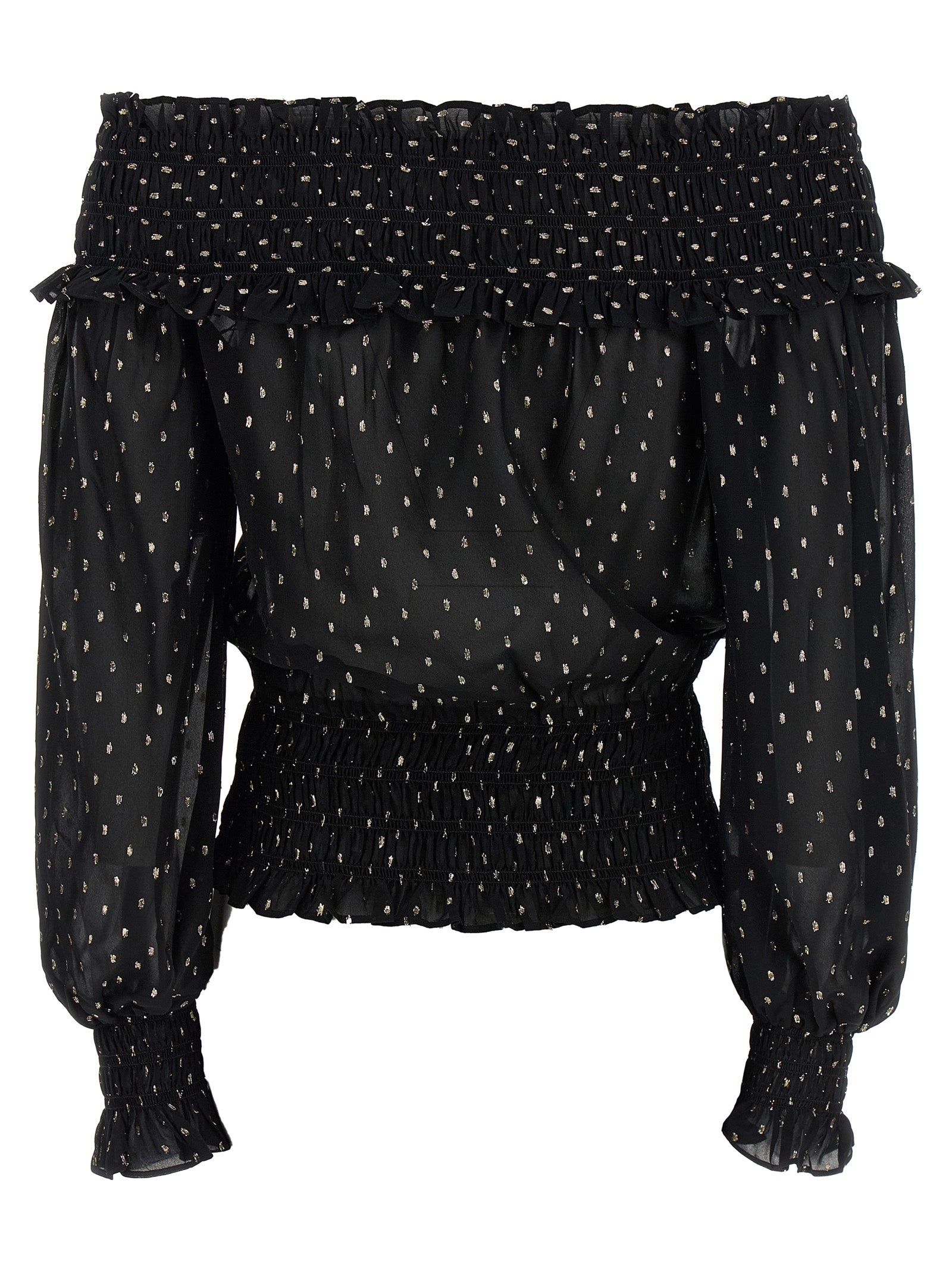 Self Portrait 'Black And Gold Chiffon' Top