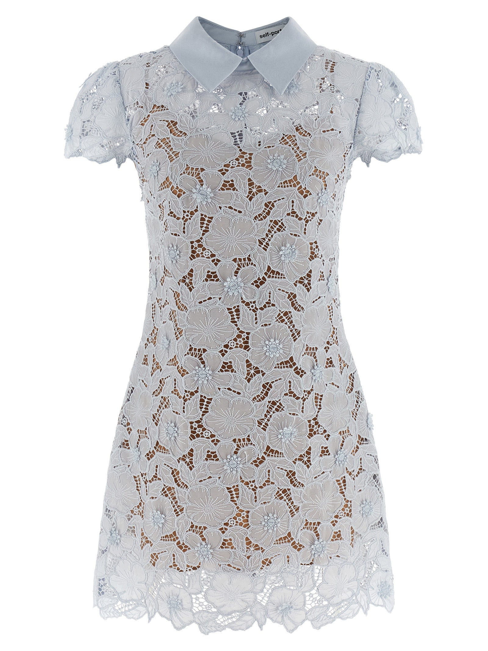 Self Portrait 'Blue Guipure Lace Mini' Dress