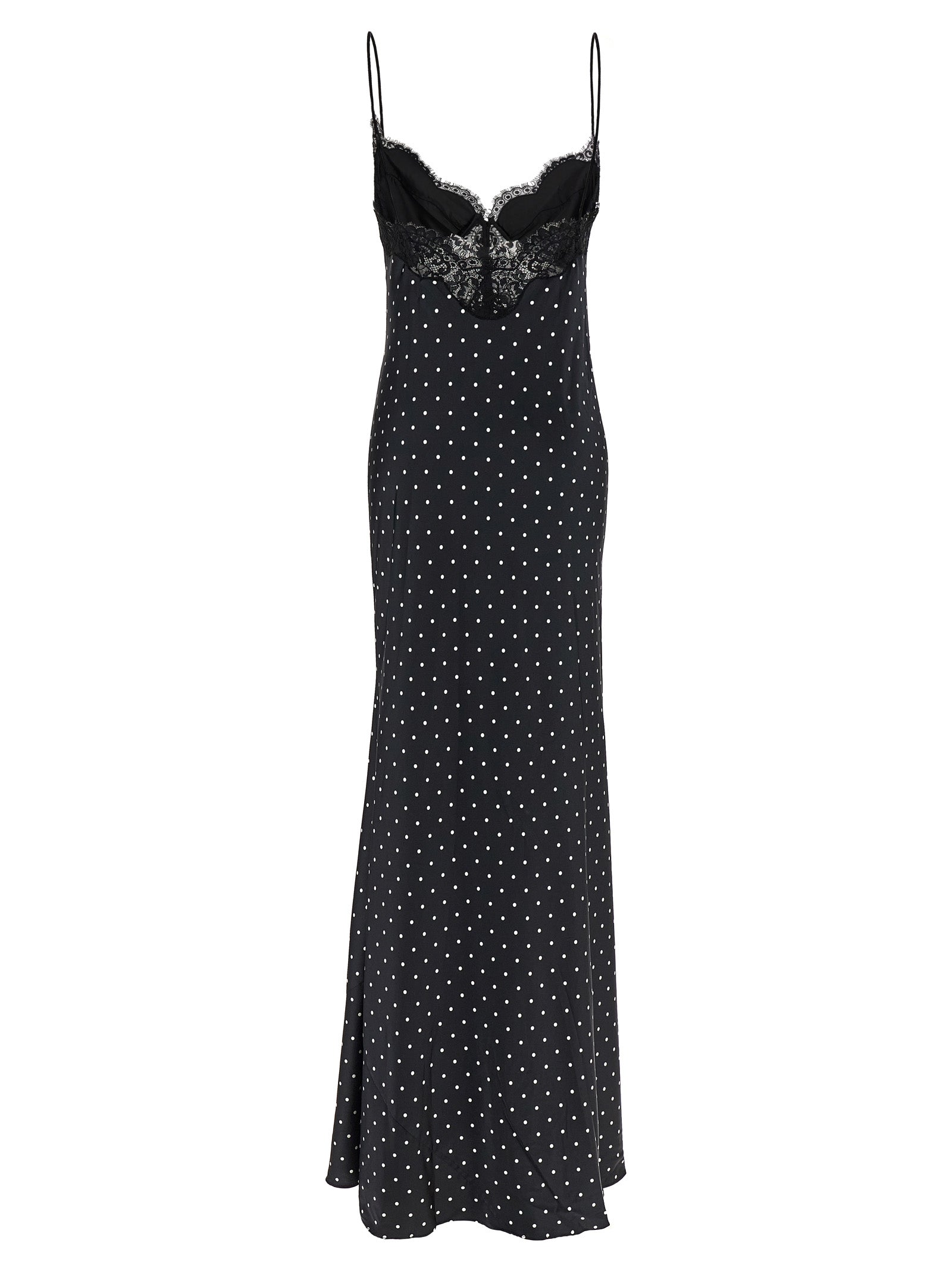 Self Portrait 'Polka Dot Satin Lace Maxi' Dress