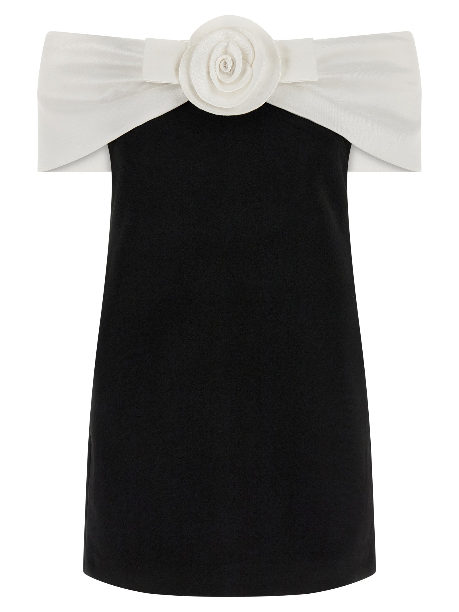 Self Portrait 'Black Crêpe Flower Mini' Dress