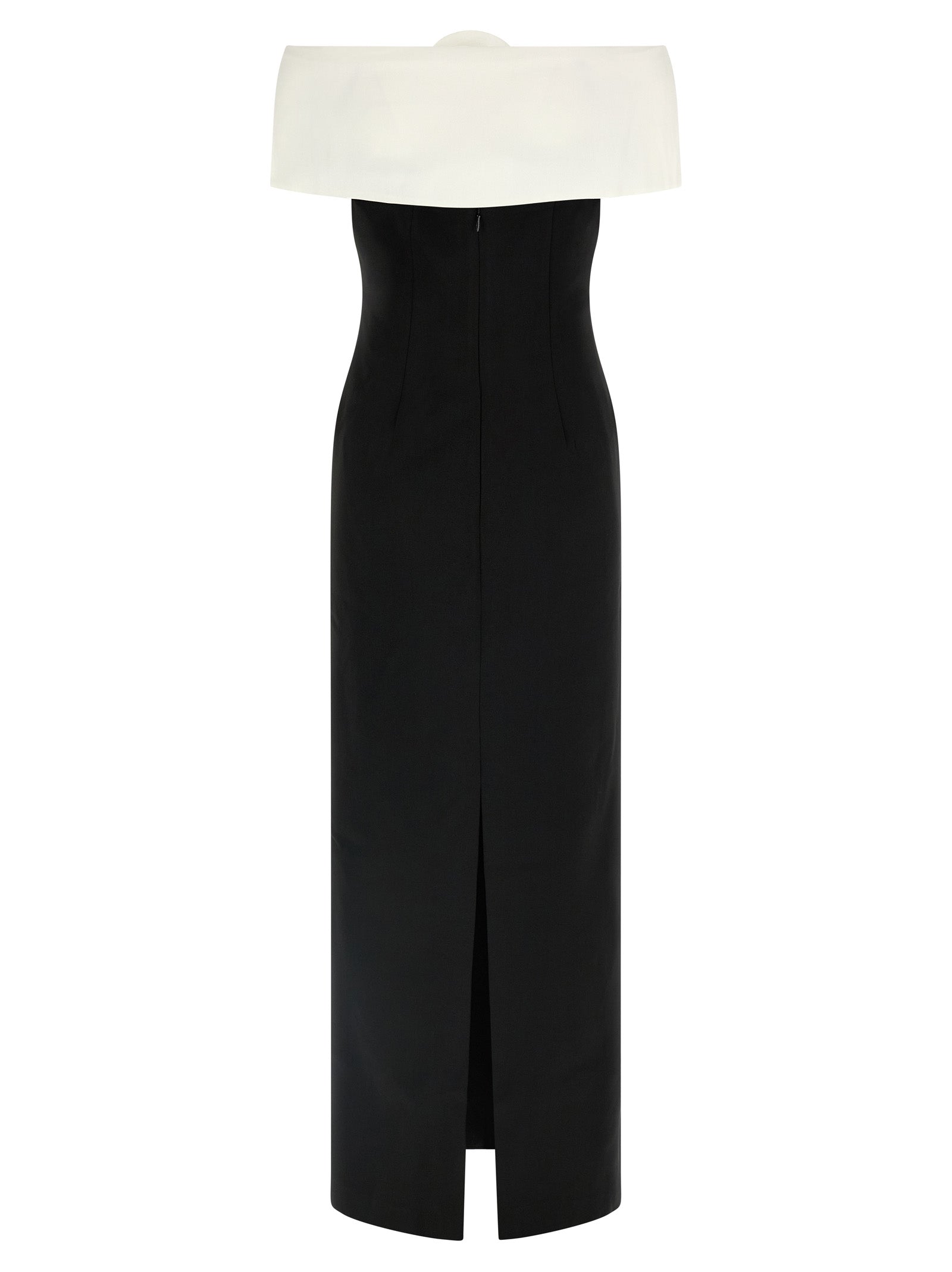 Self Portrait 'Black Crêpe Flower Maxi' Dress