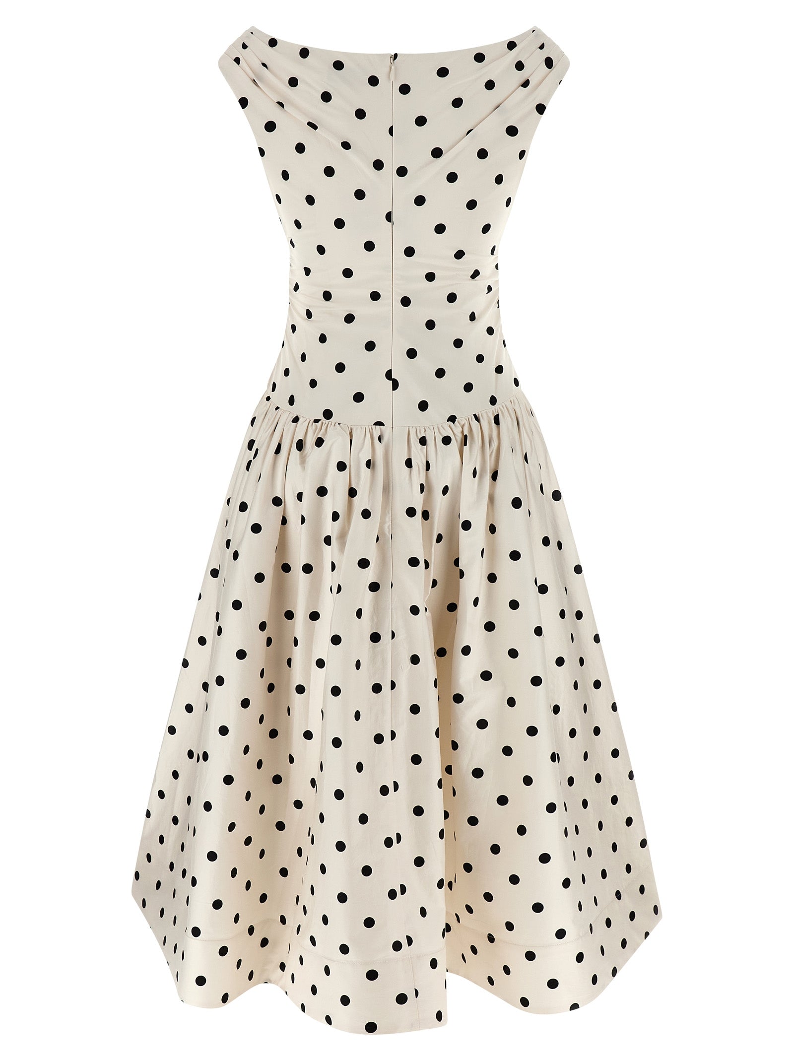 Self Portrait 'Cream Polka Dot Cotton Midi' Dress