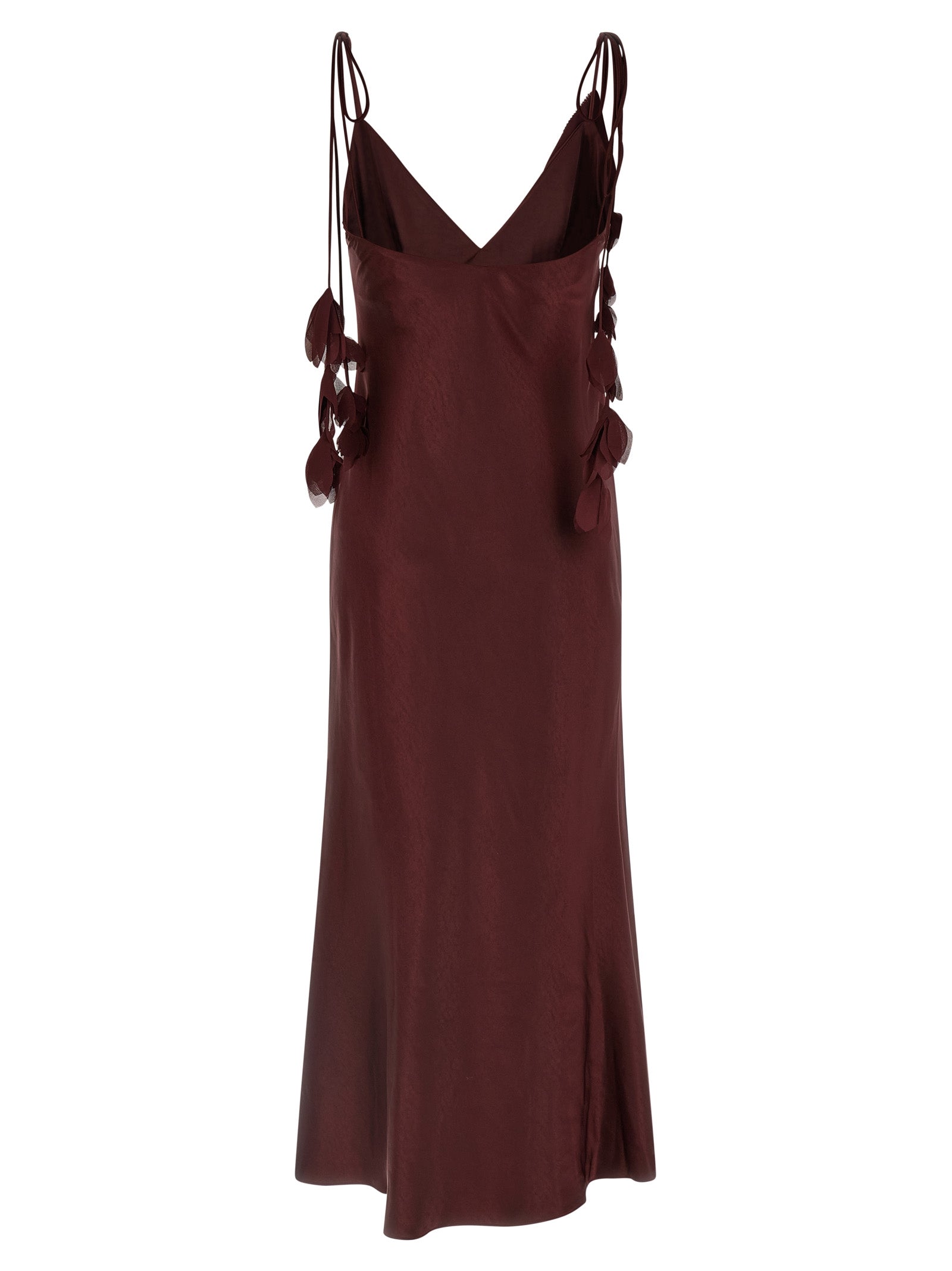 Self Portrait 'Burgundy Satin Flower Midi' Dress