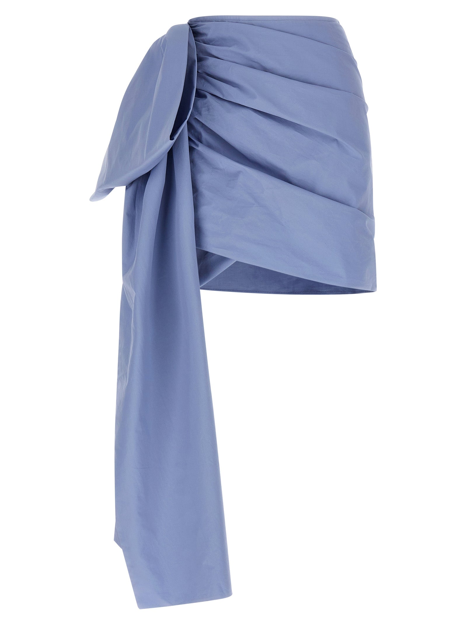 Self Portrait 'Blue Cotton Tie Side Mini' Skirt