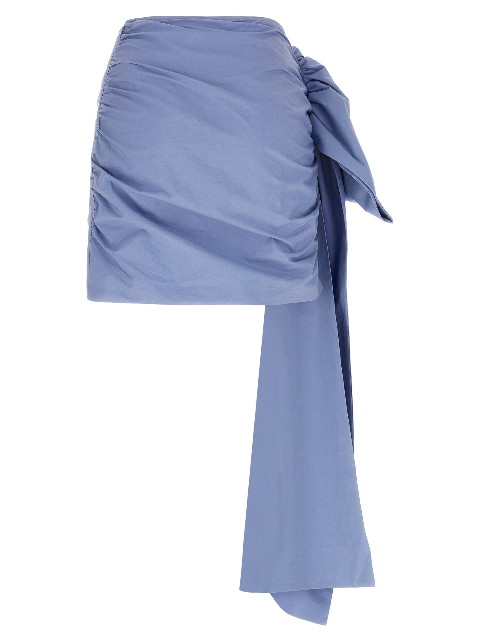 Self Portrait 'Blue Cotton Tie Side Mini' Skirt