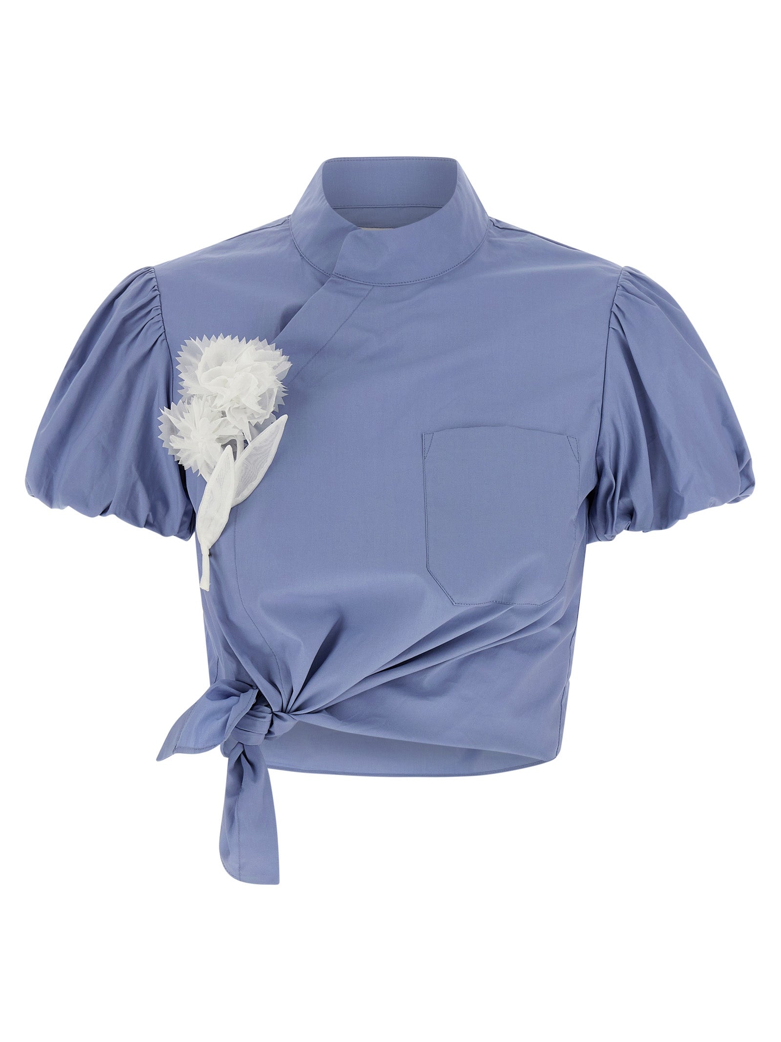 Self Portrait 'Blue Cotton Tie Side' Top