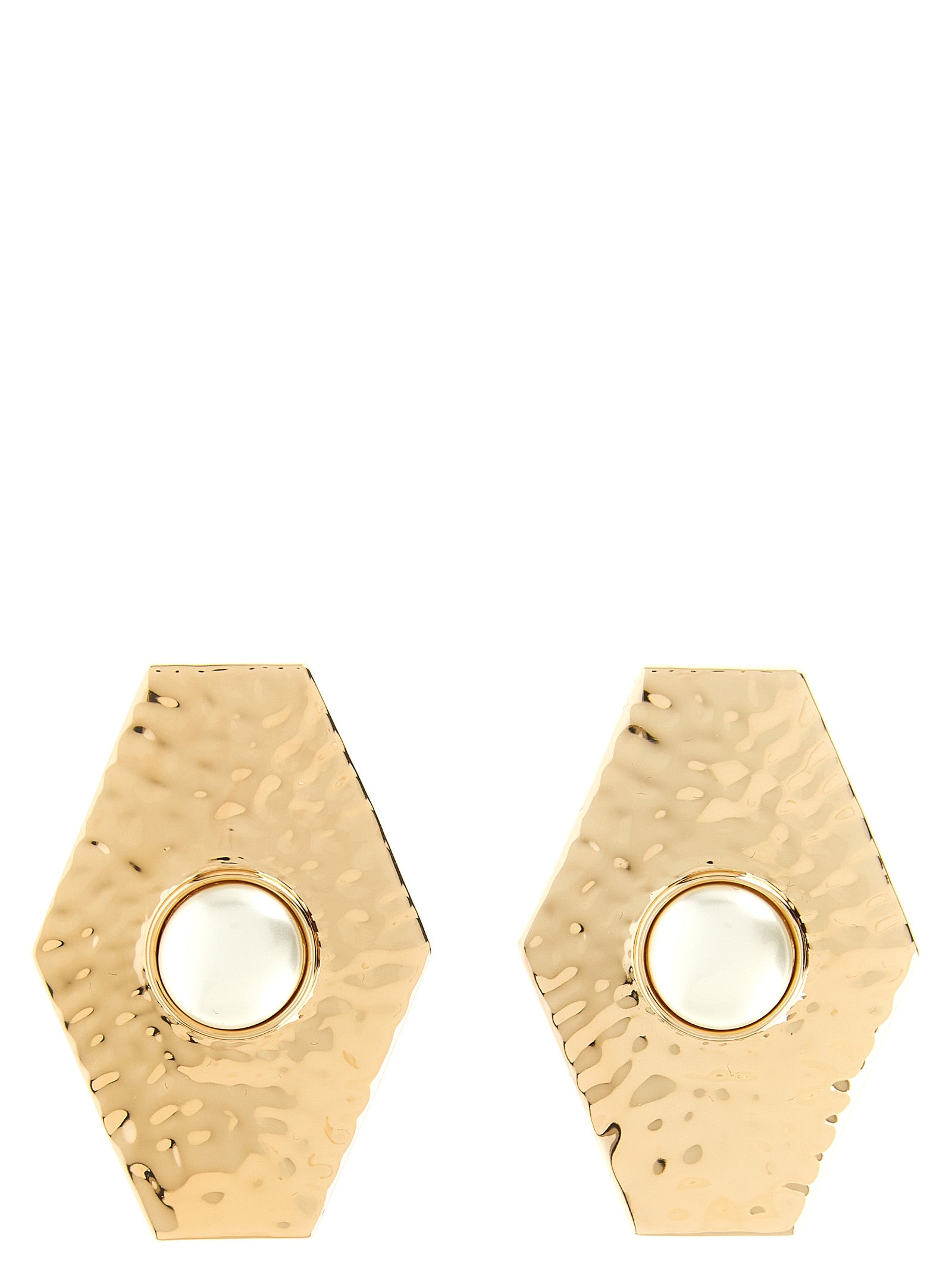 Self Portrait 'Large Hammered Gold Pearl' Earrings