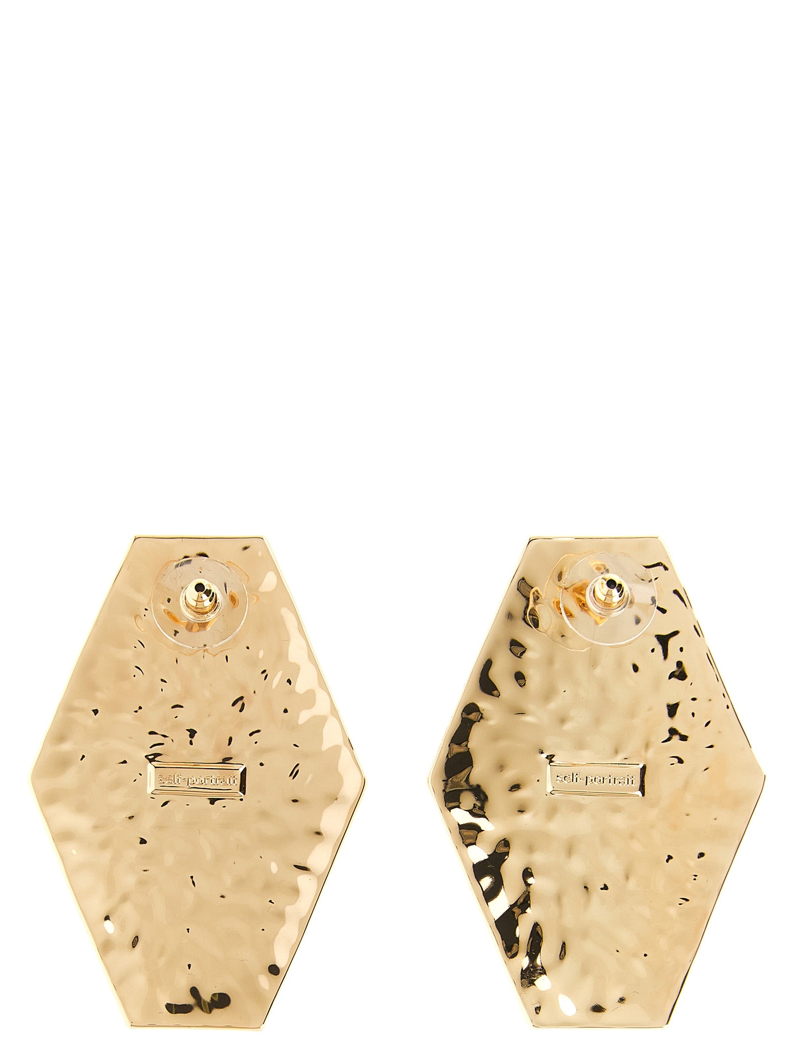 Self Portrait 'Large Hammered Gold Pearl' Earrings