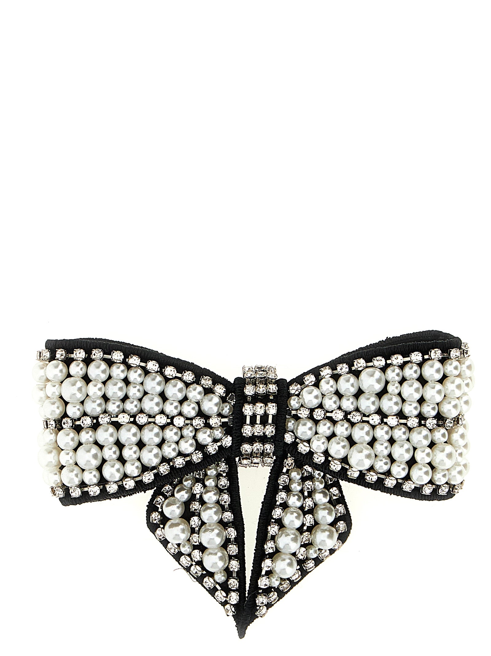 Self Portrait 'Black Pearl Satin Bow' Hair Clip