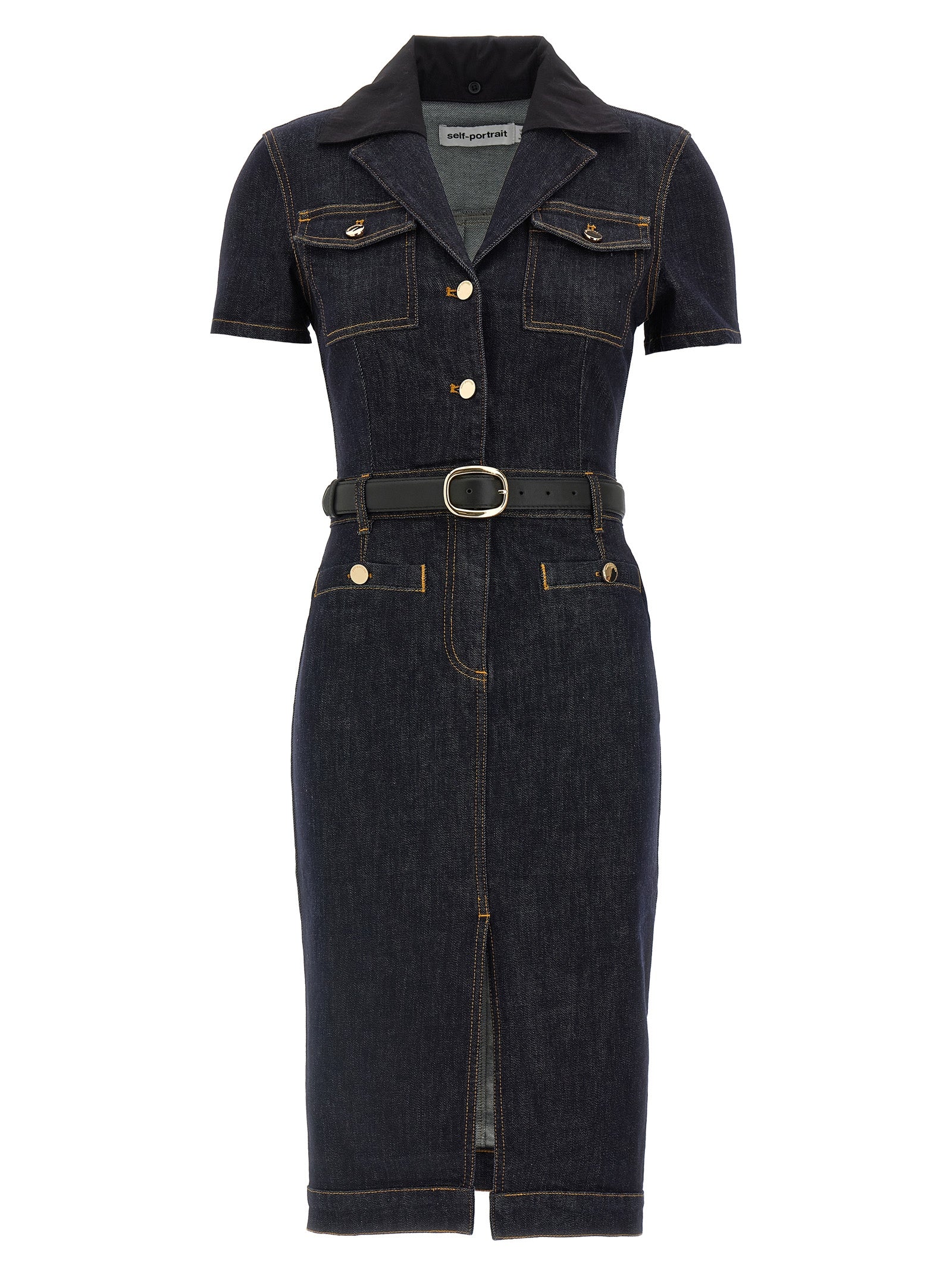 Self Portrait 'Indigo Denim Midi' Dress