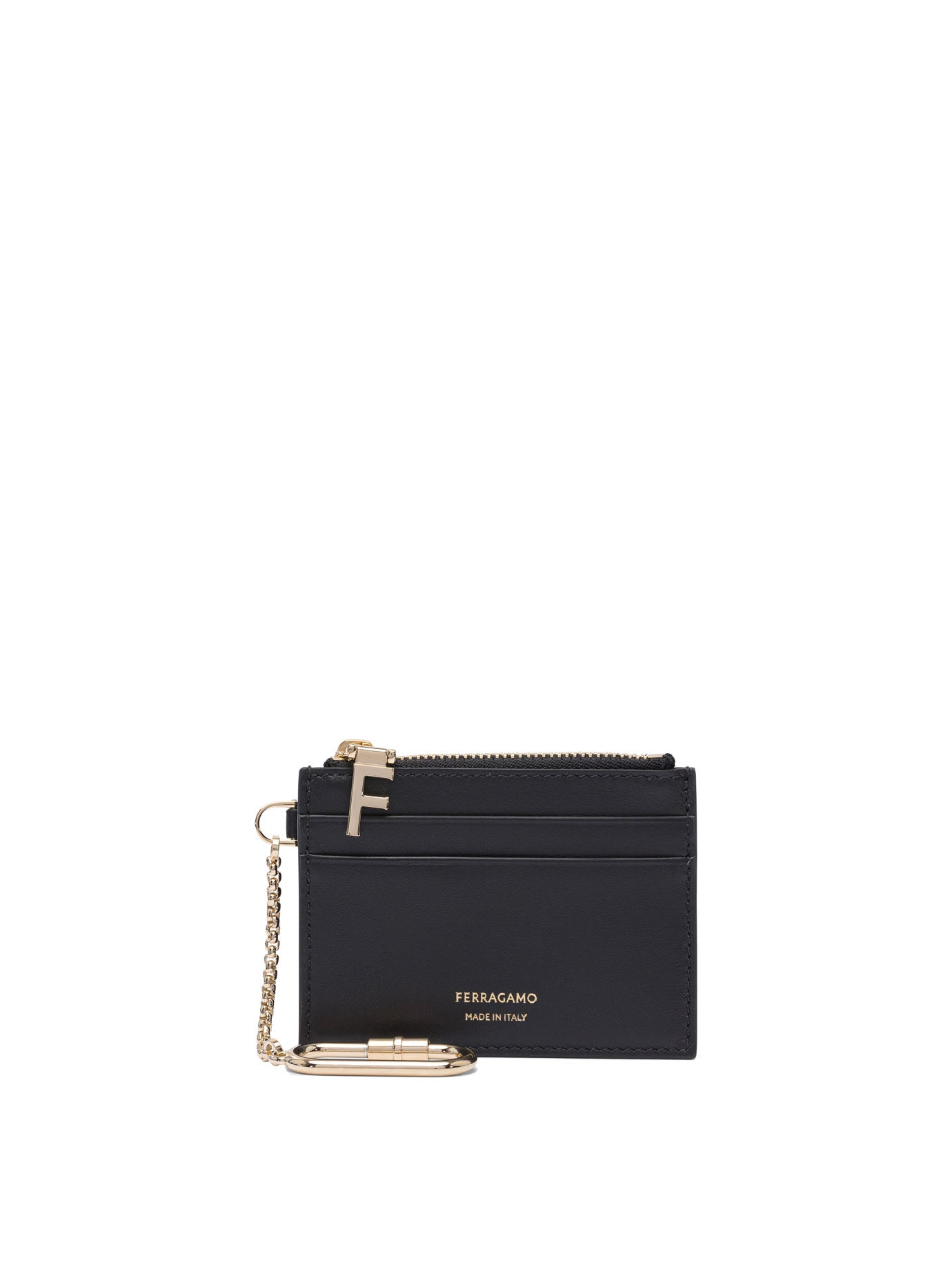 Ferragamo Leather Card Case With Keychain