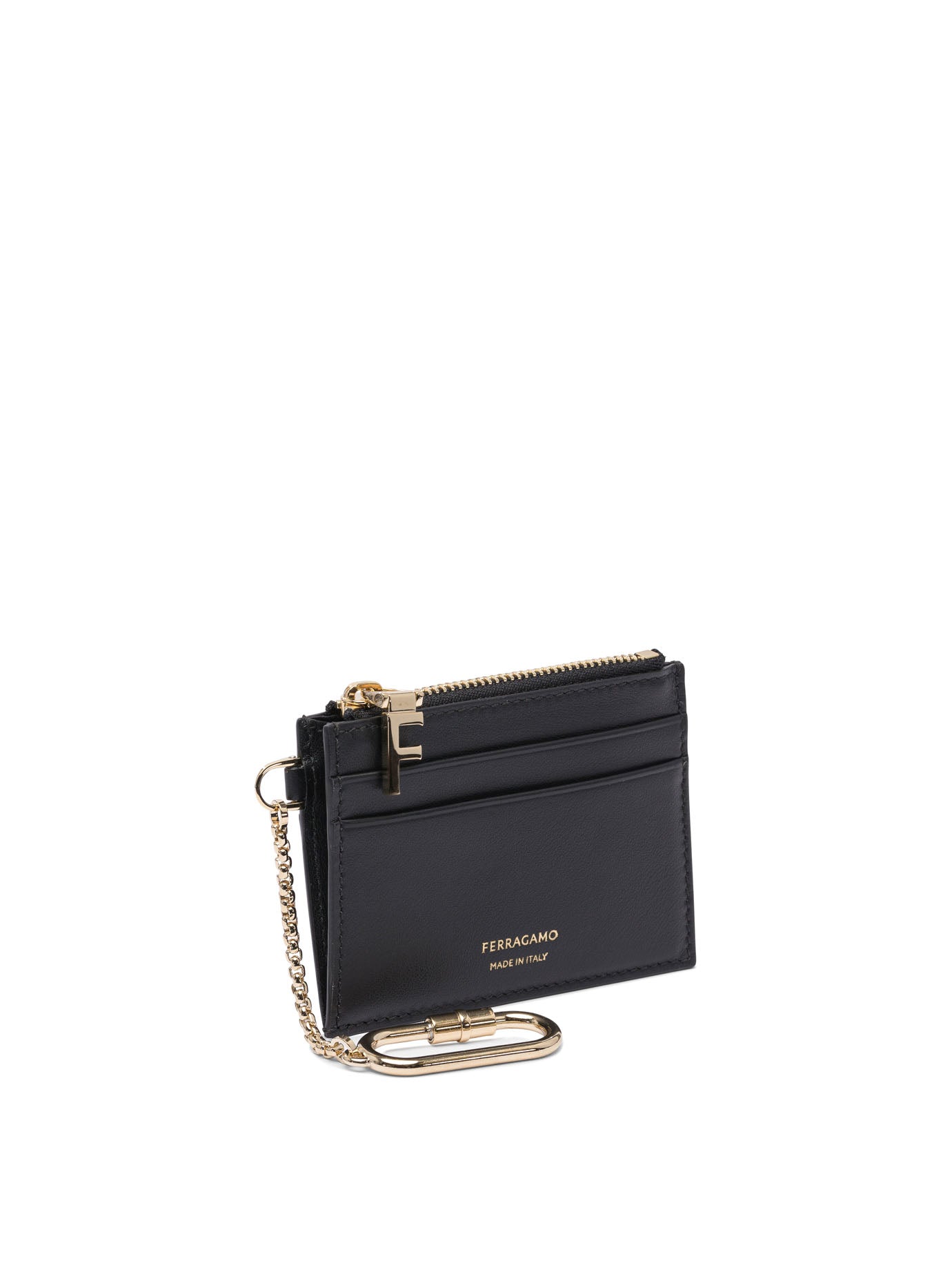 Ferragamo Leather Card Case With Keychain