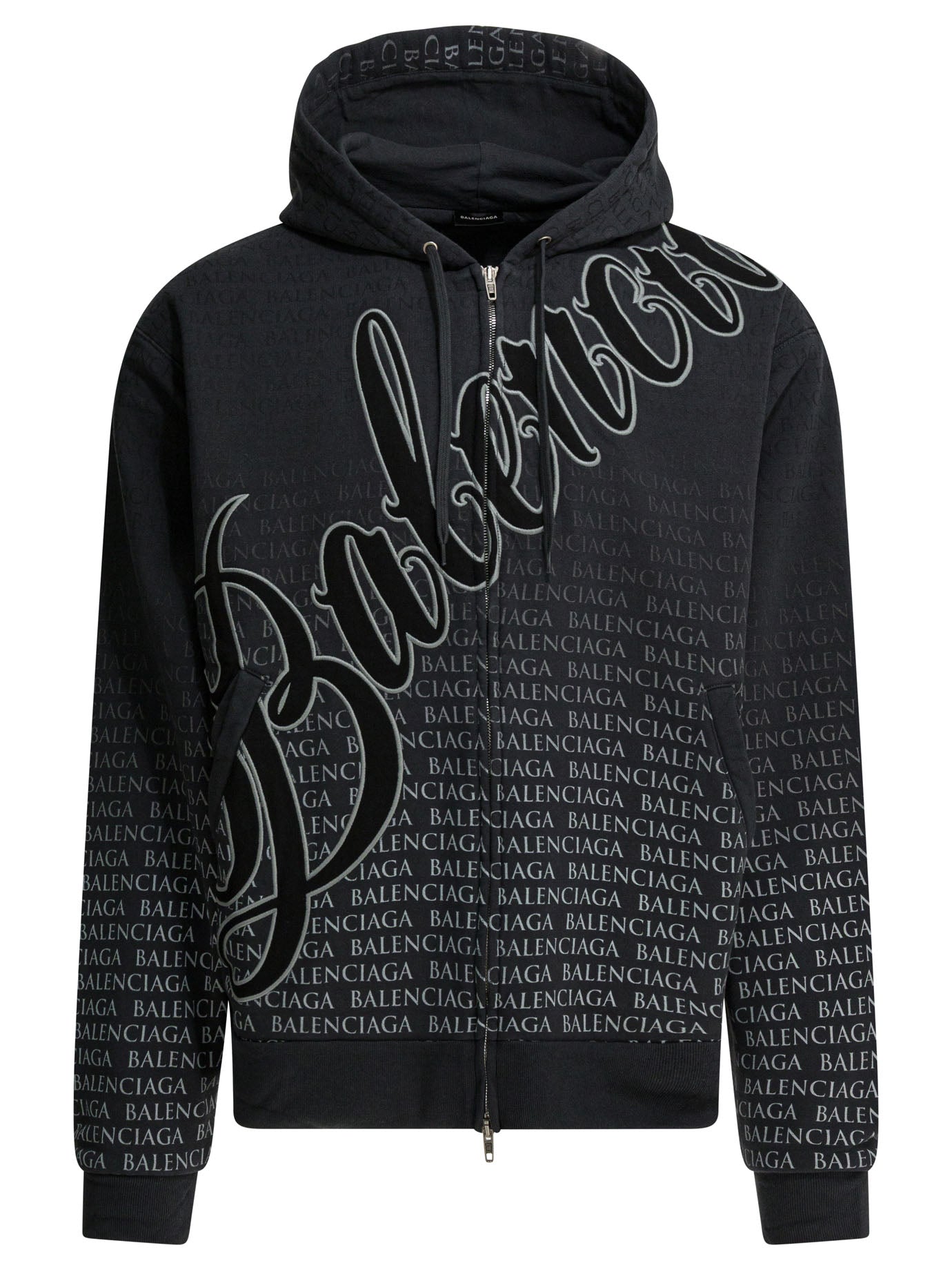 Balenciaga Big B Zippered Hooded Sweatshirt