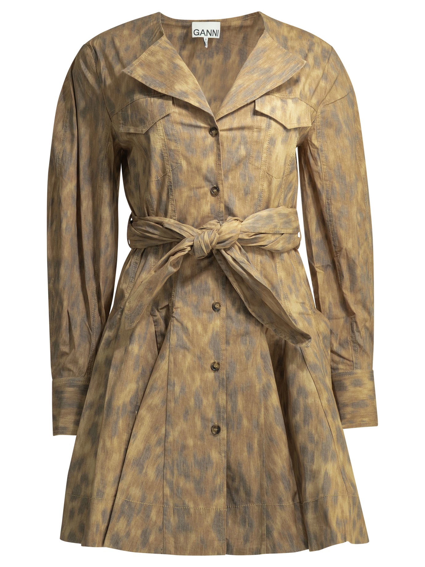 Ganni Animal Print Chemisier Dress