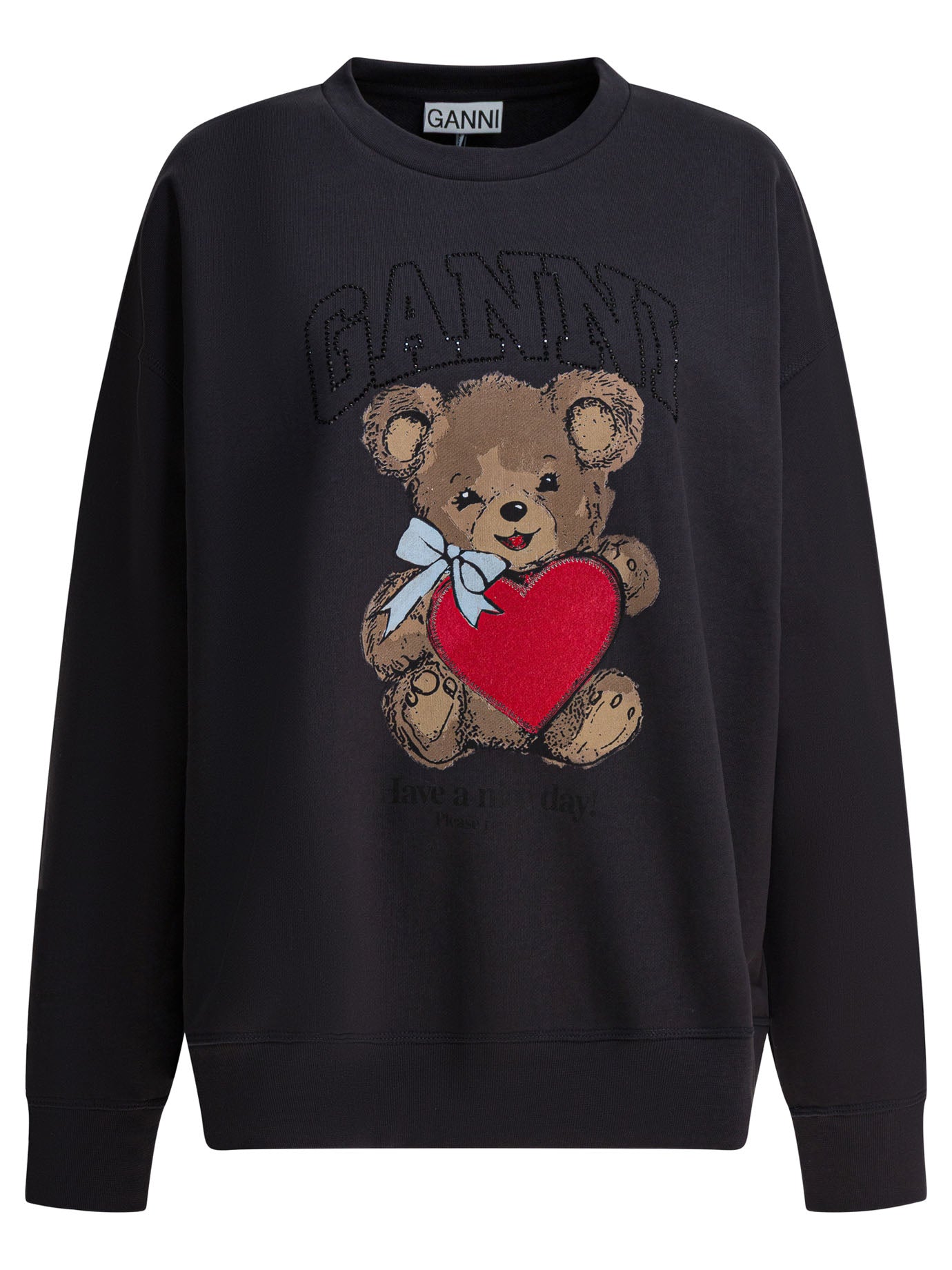 Ganni Bear Embellished Crewneck Sweatshirt