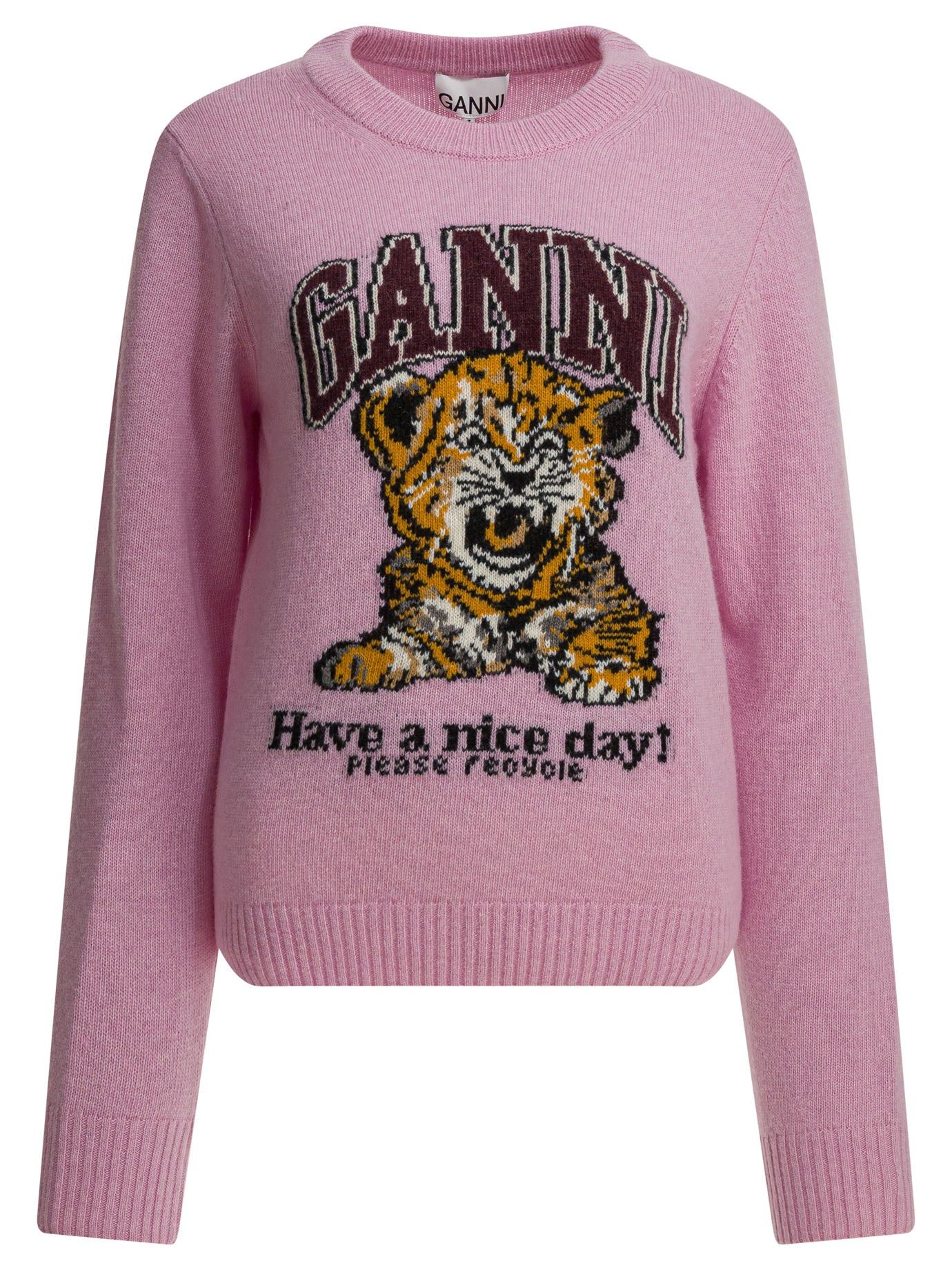 Ganni Wool Sweater With Print