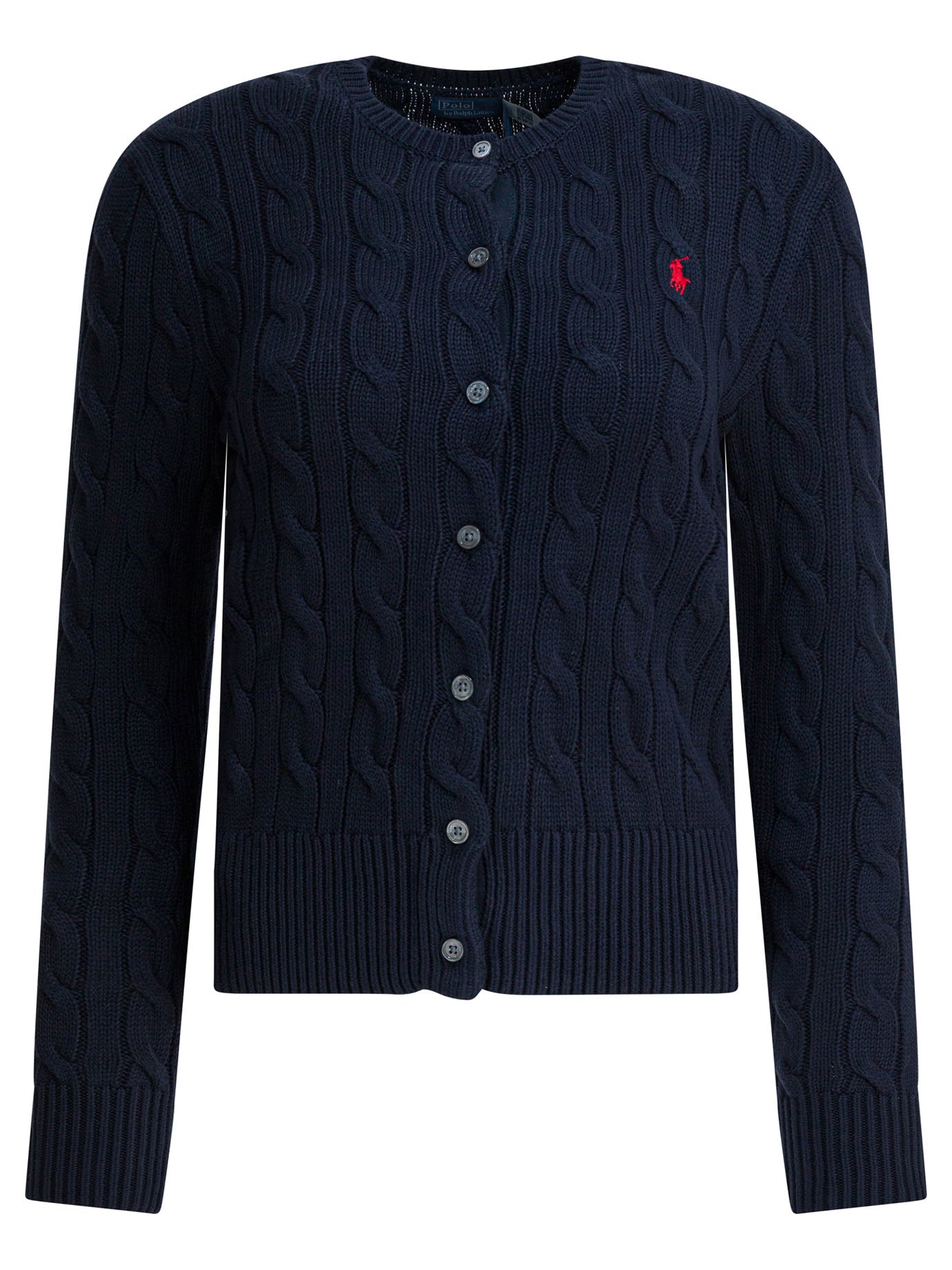 Polo Ralph Lauren Braided Crewneck Cardigan With Logo
