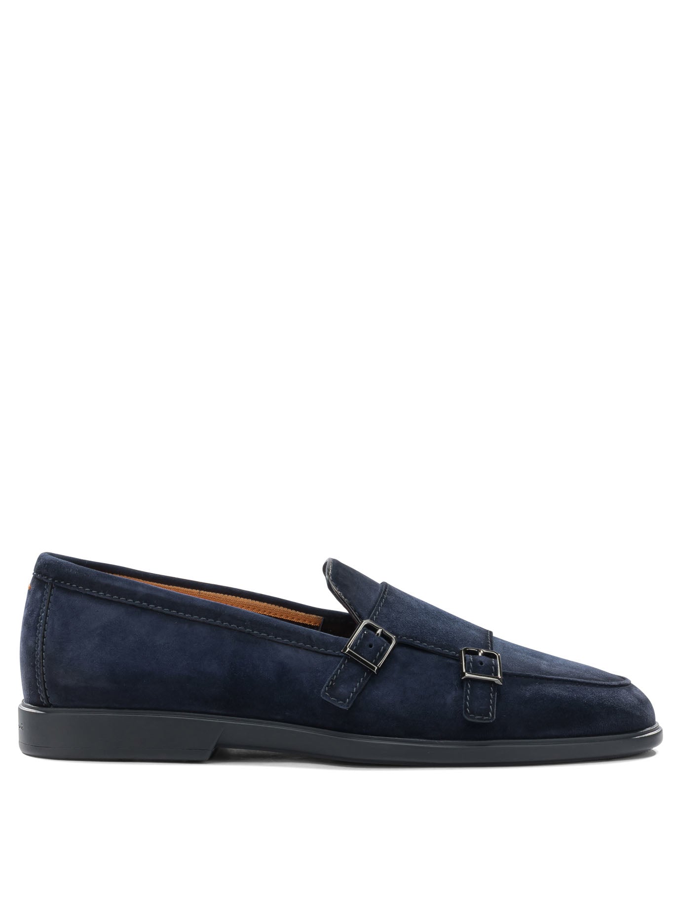 Santoni Suede Double Buckle Loafers