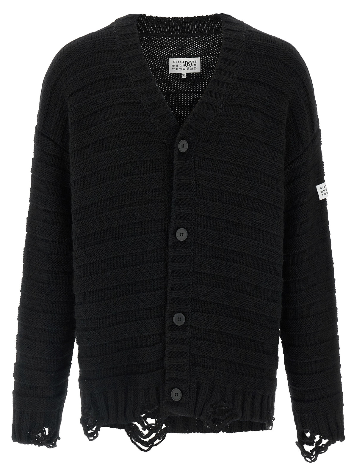 Mm6 Maison Margiela Distressed Wool Cardigan