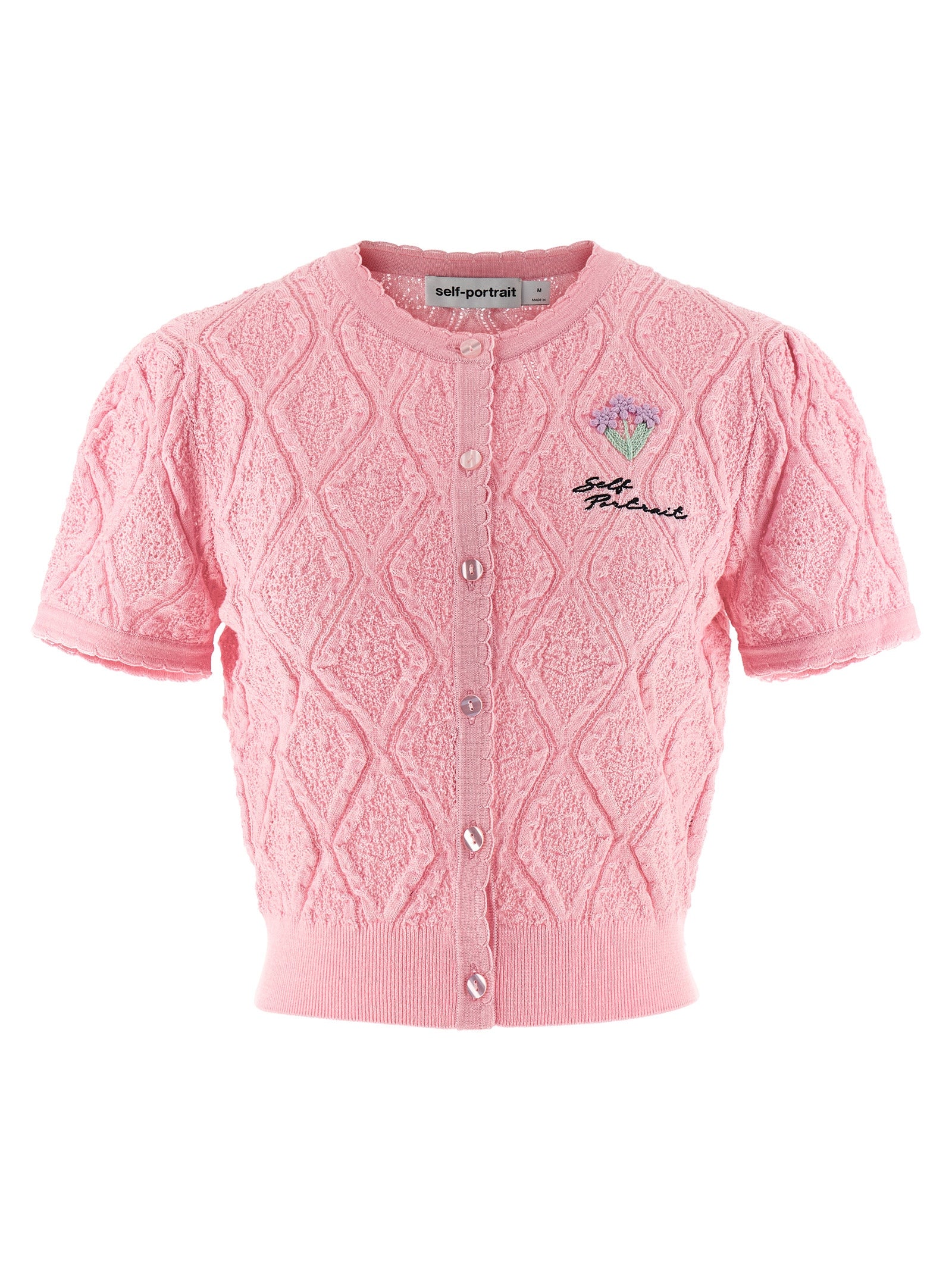 Self Portrait 'Pink Pointelle Knit' Top