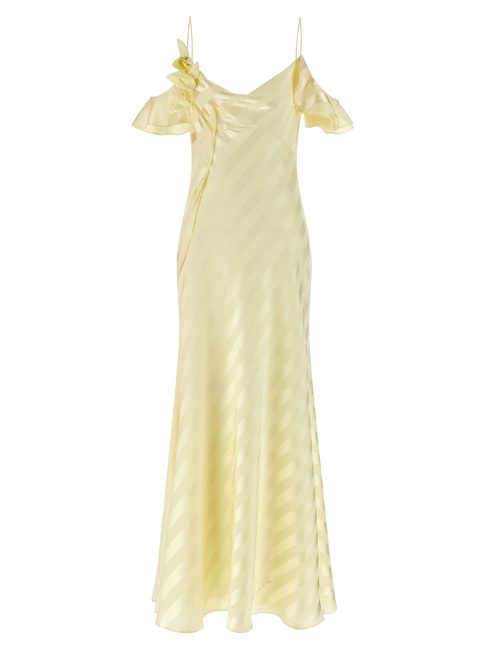 Self Portrait 'Satin Striped' Long Dress