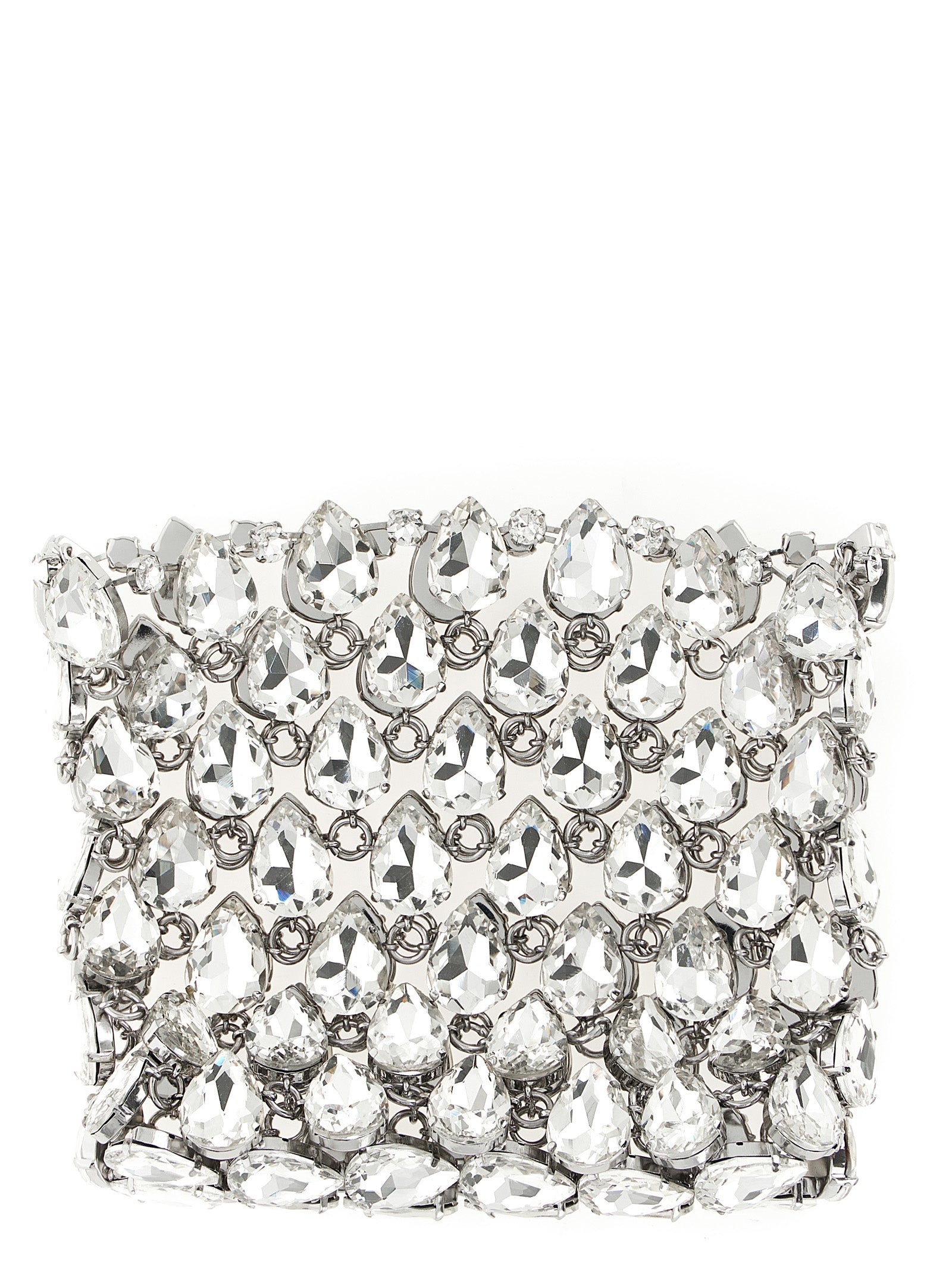 Self Portrait 'Silver Crystal Chainmail Mini' Clutch