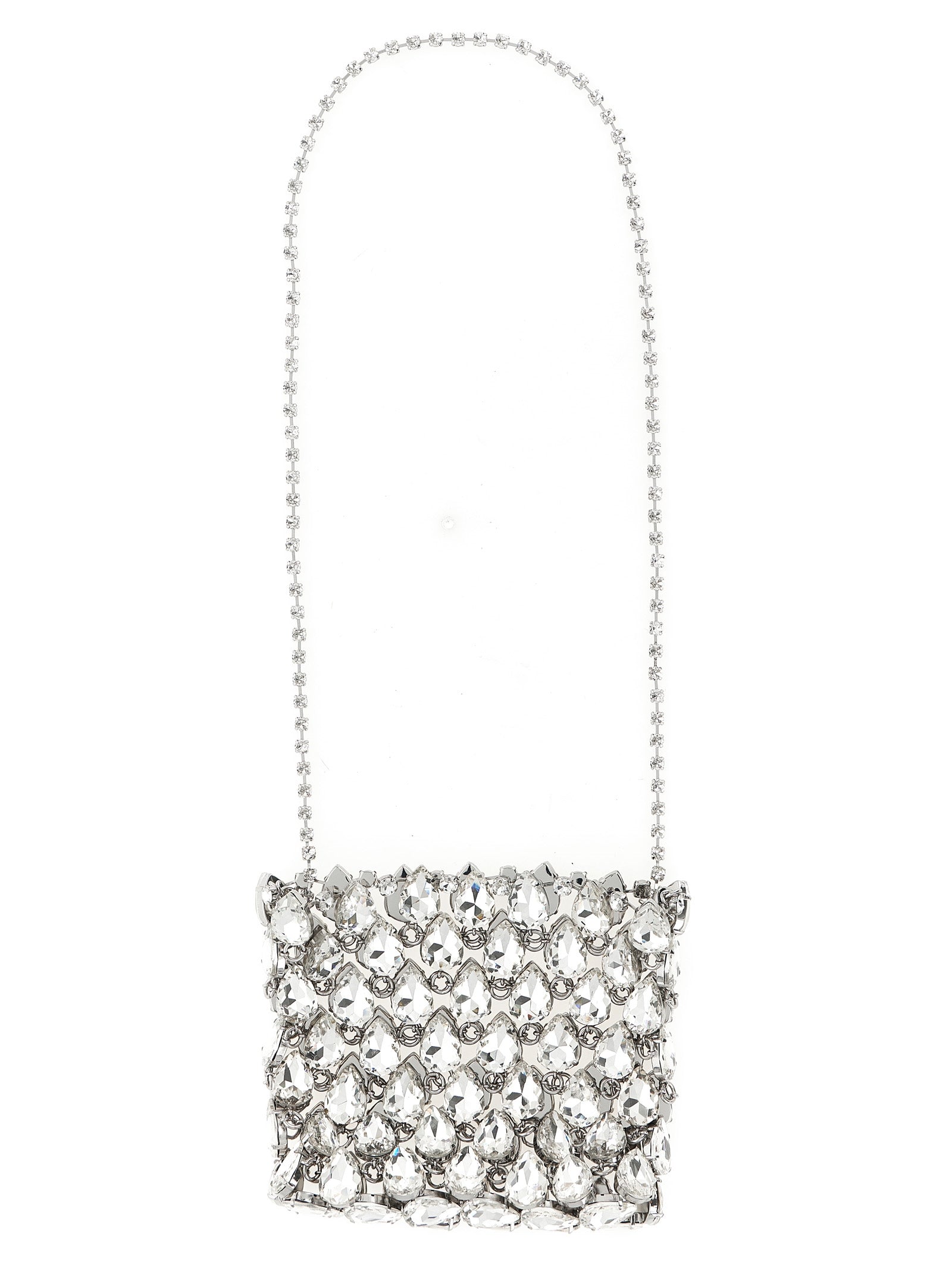 Self Portrait 'Silver Crystal Chainmail Mini' Clutch