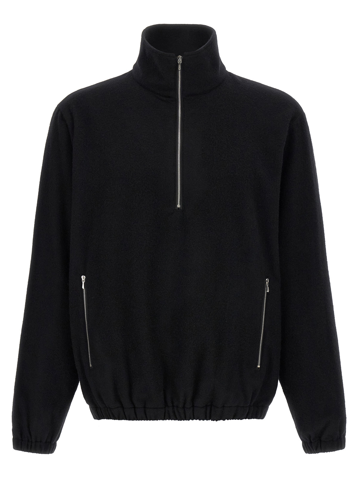 Ssstein Black Half-Zip Fleece Sweater