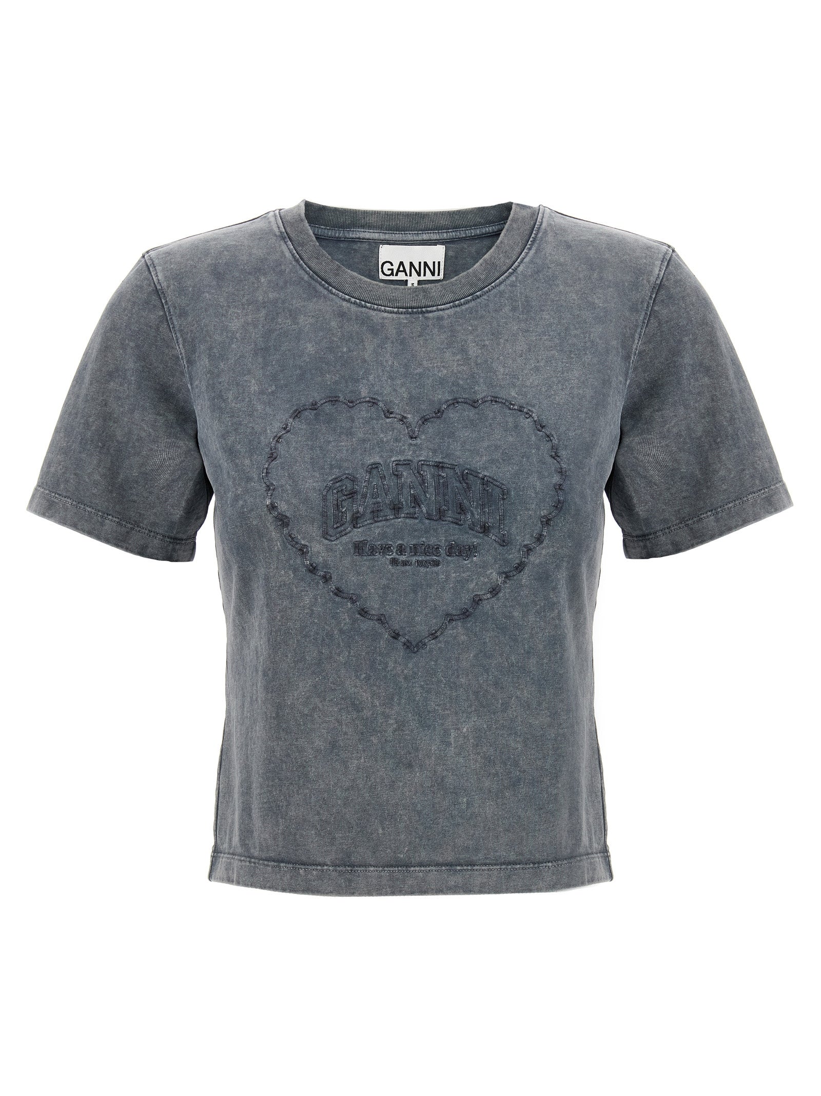Ganni 'Grey Washed Heart' T-Shirt