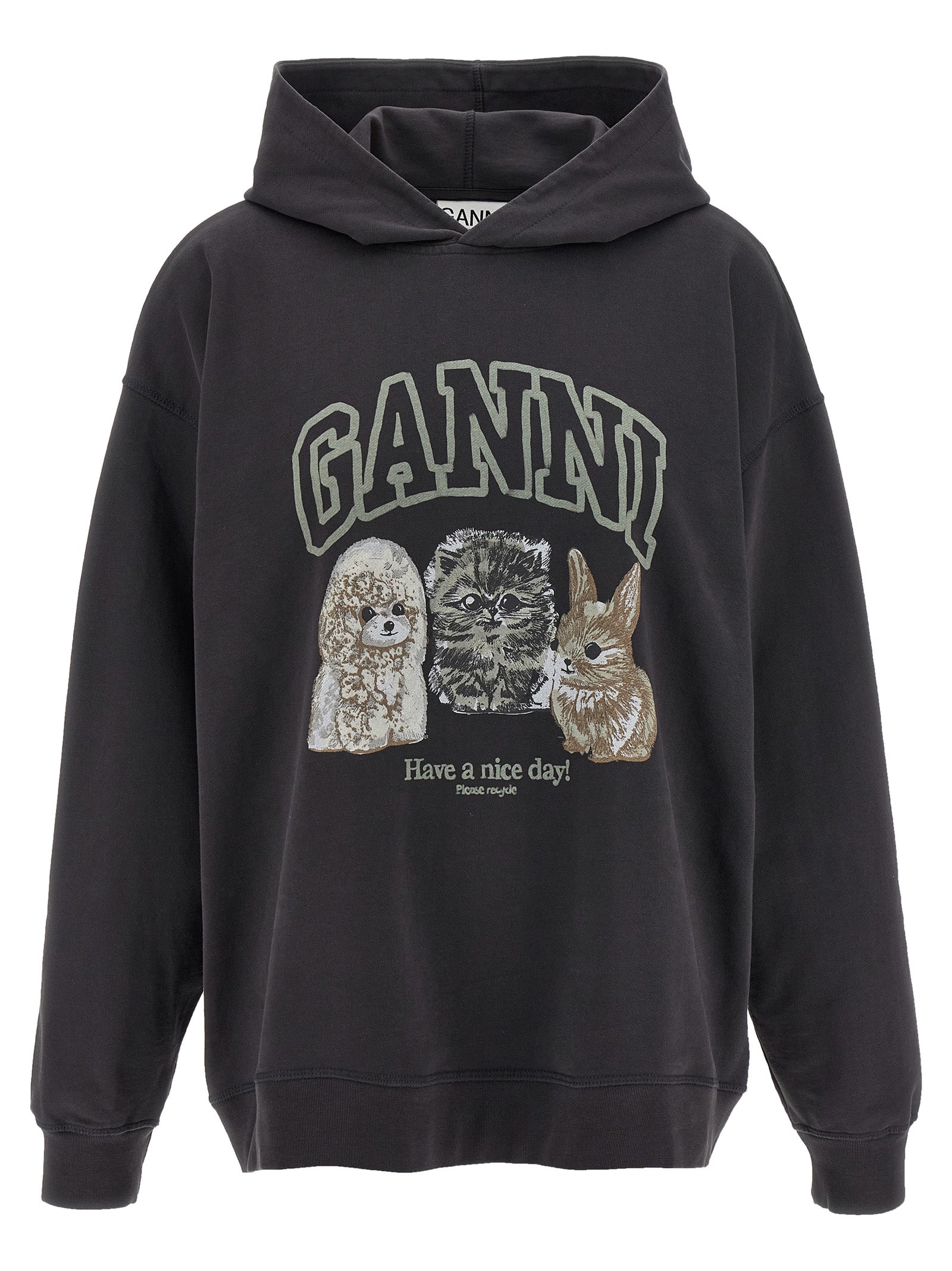 Ganni 'Grey Animal Print' Hoodie