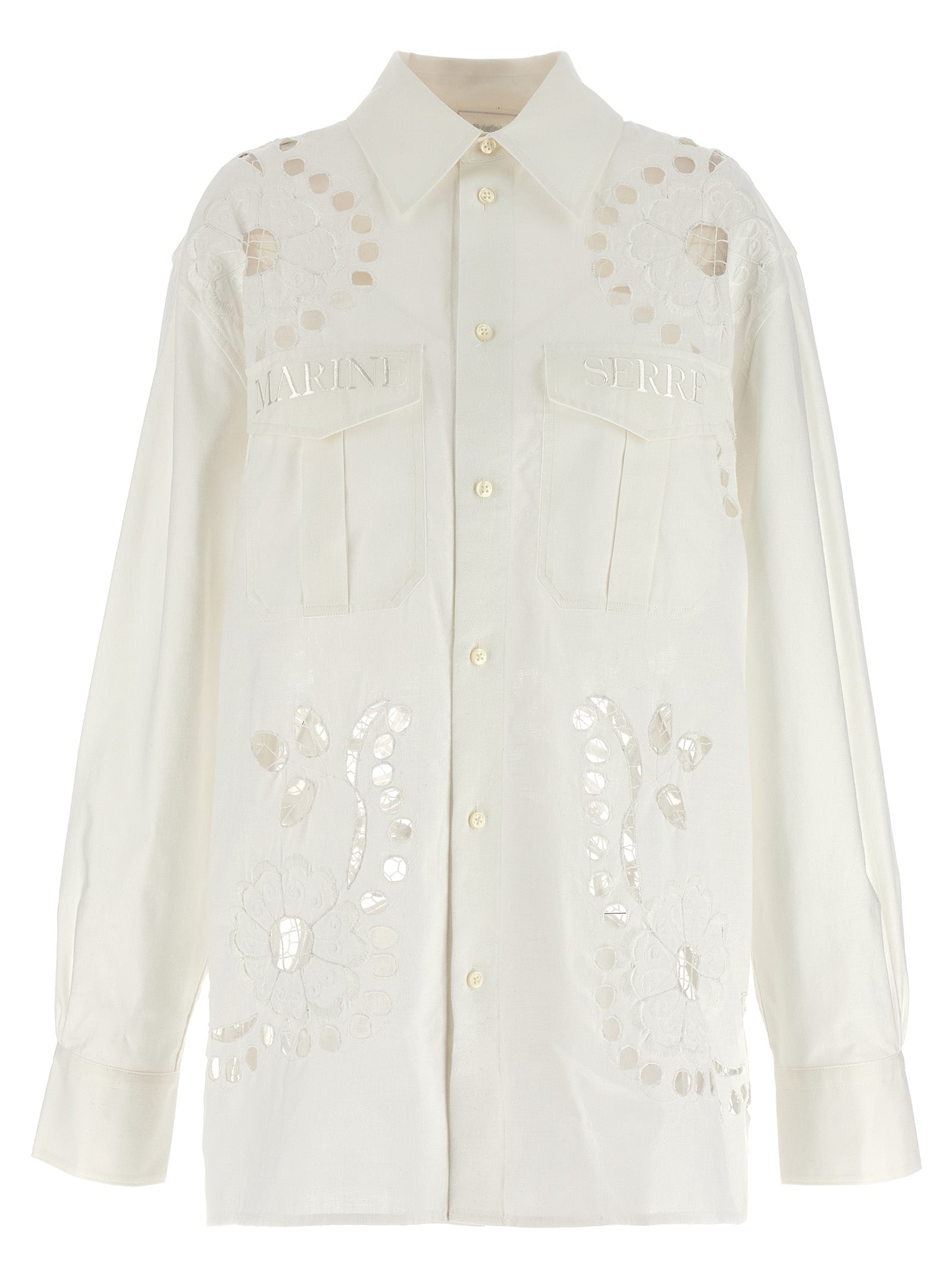Marine Serre Cut-Out Embroidery Shirt