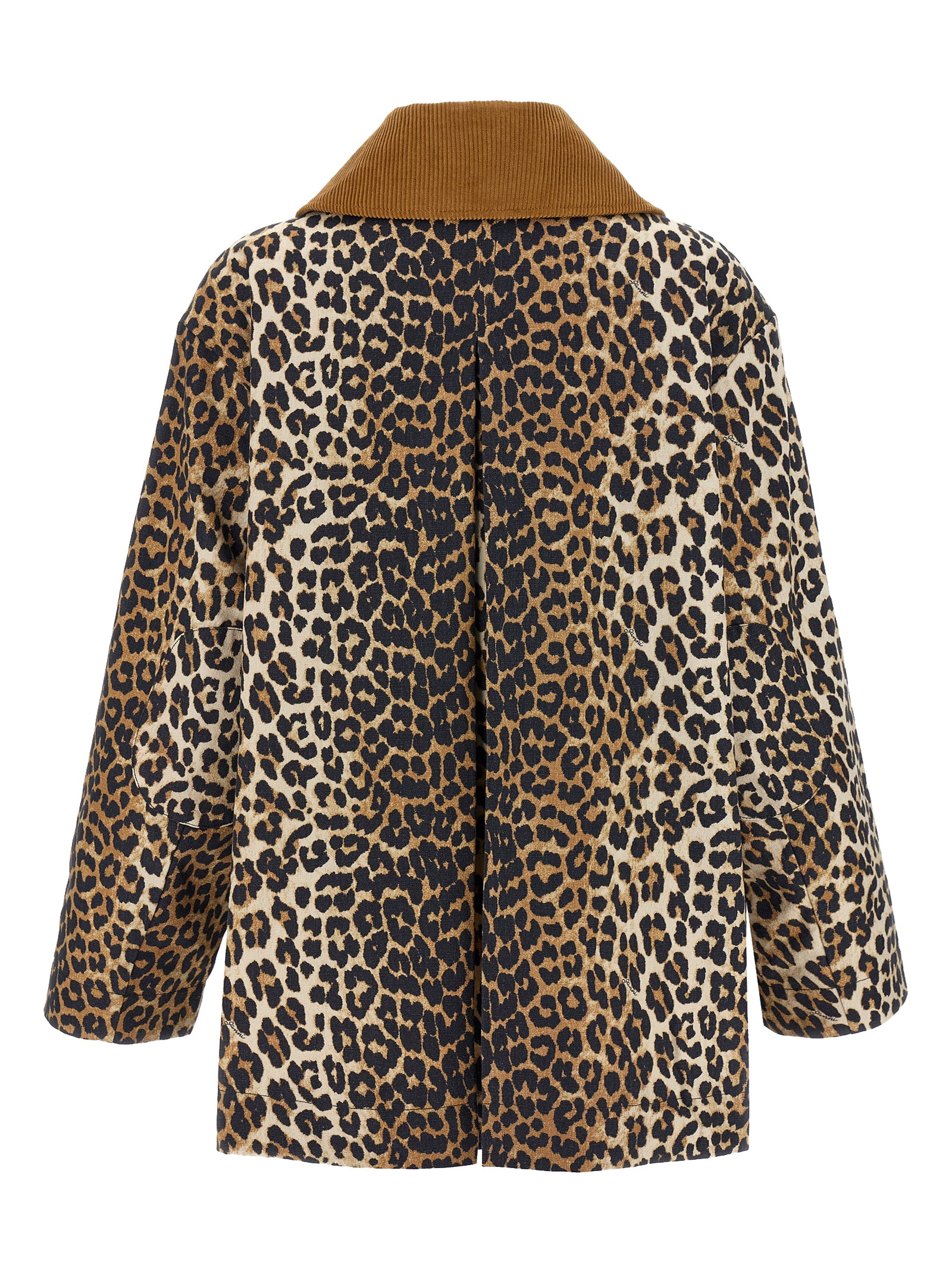 Ganni 'Leopard Printed Canvas Midi' Jacket
