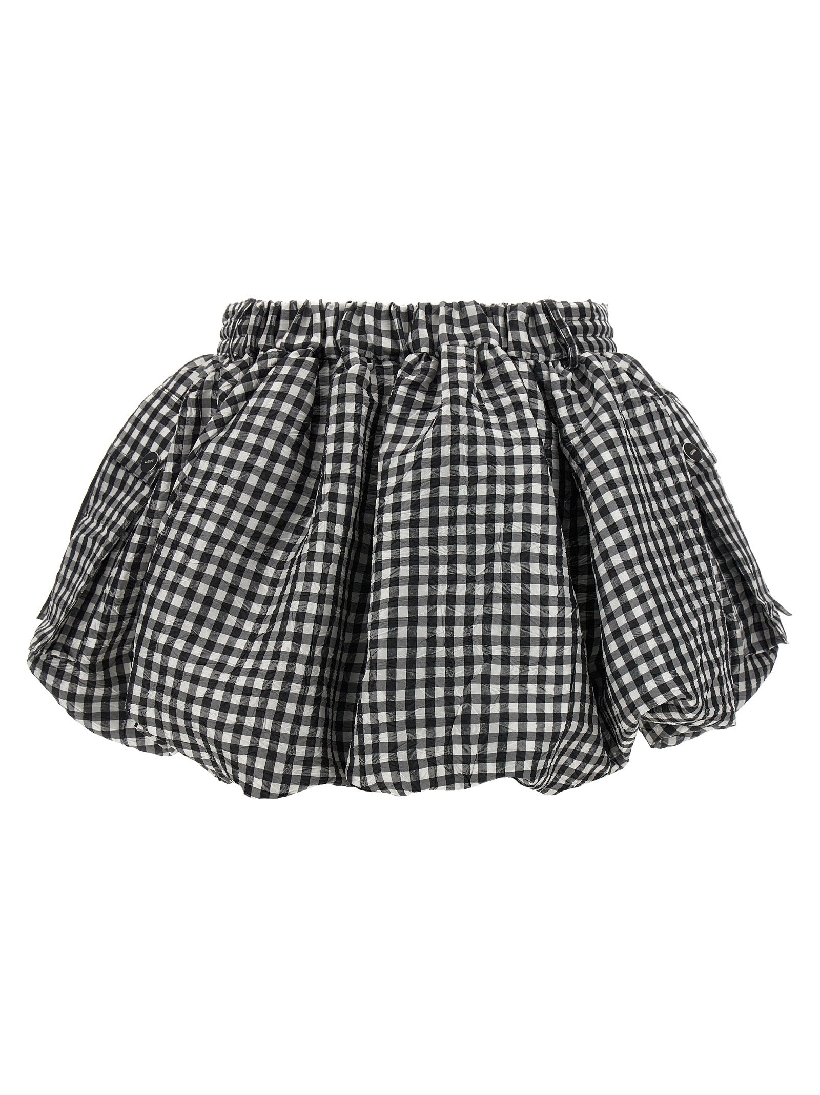 Ganni 'Crinkled Check Mini Bubble' Skirt