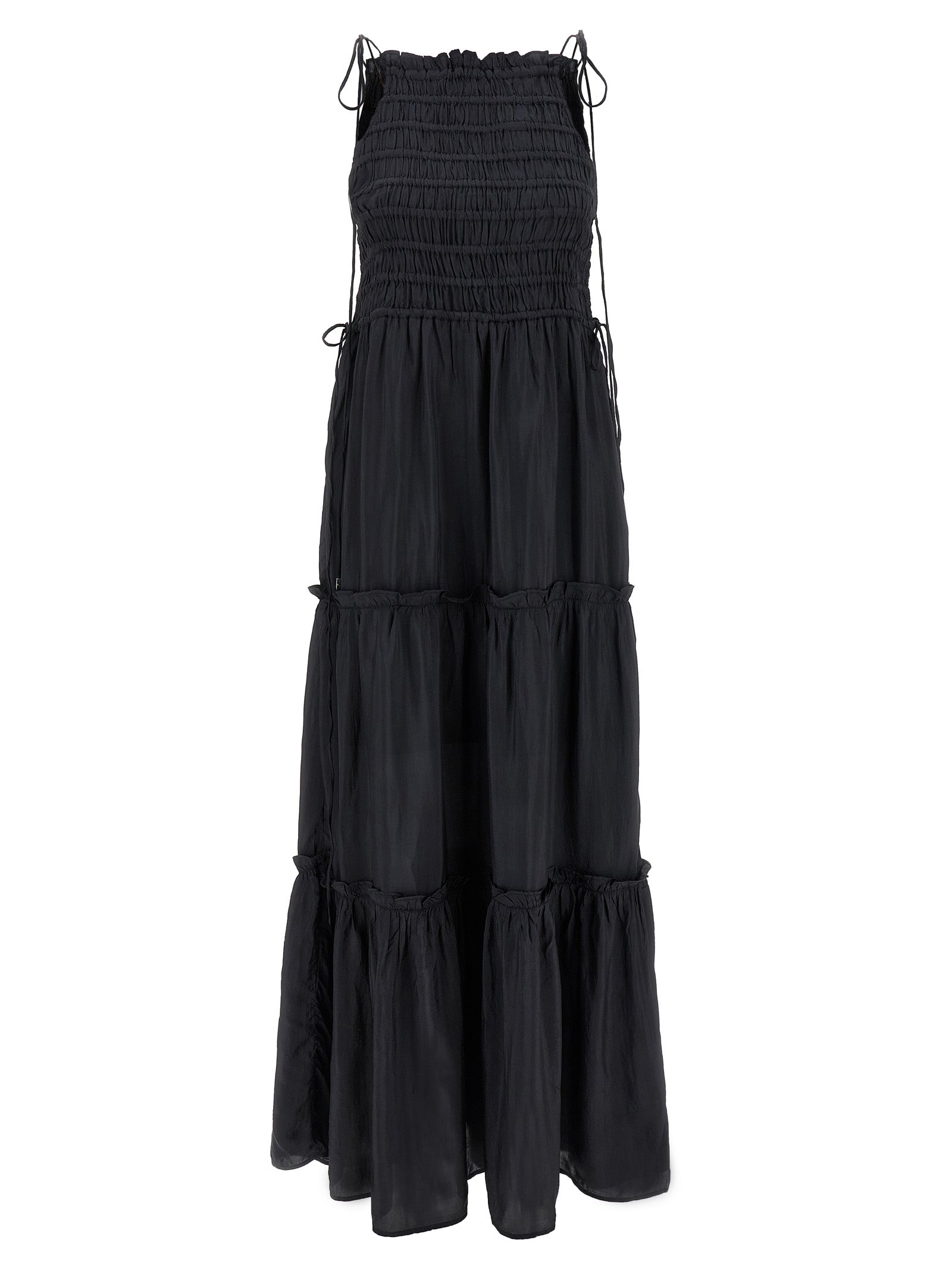 Ganni 'Black Smock Tie' Dress
