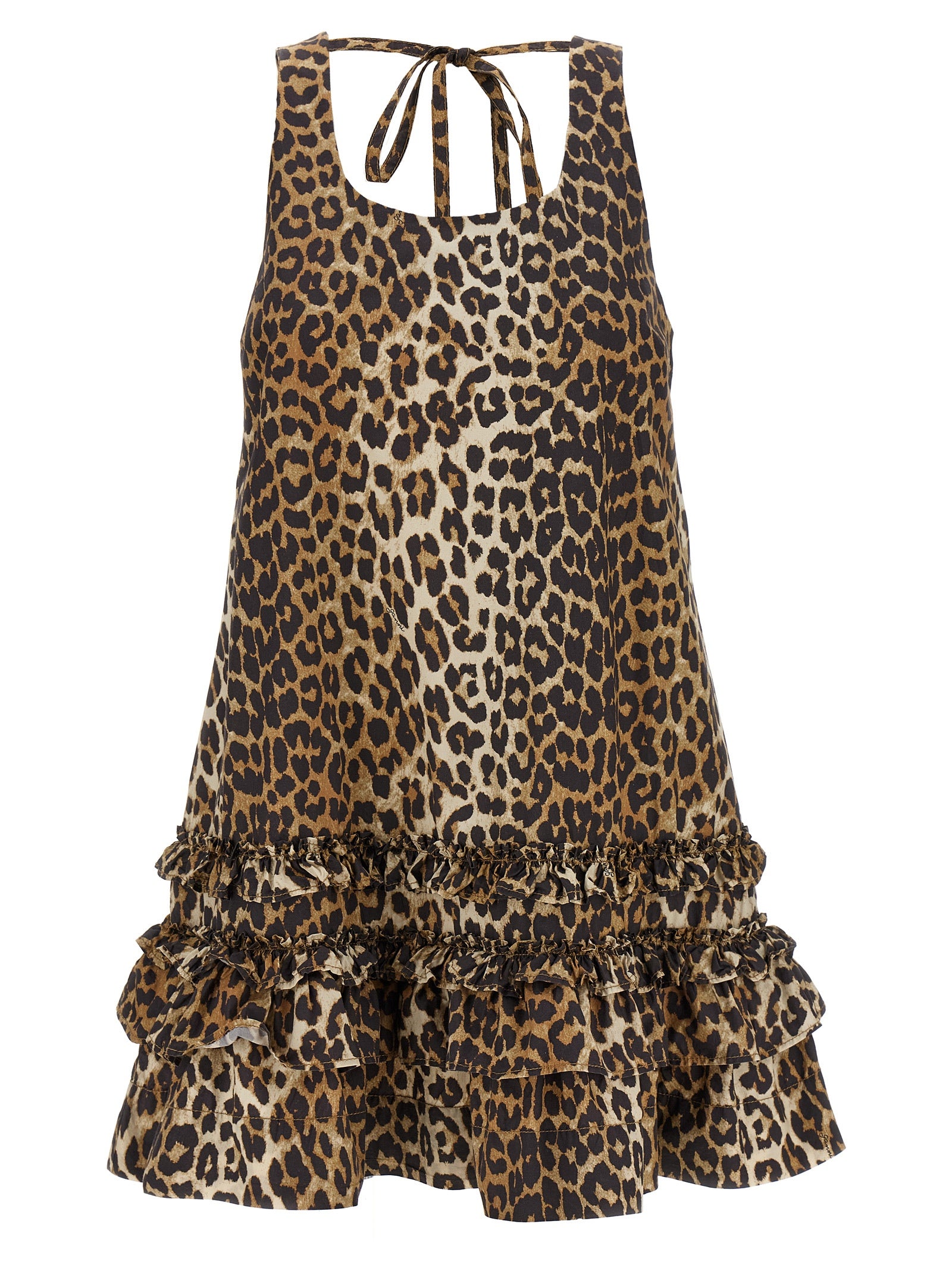 Ganni 'Leopard Cotton Poplin Mini' Dress