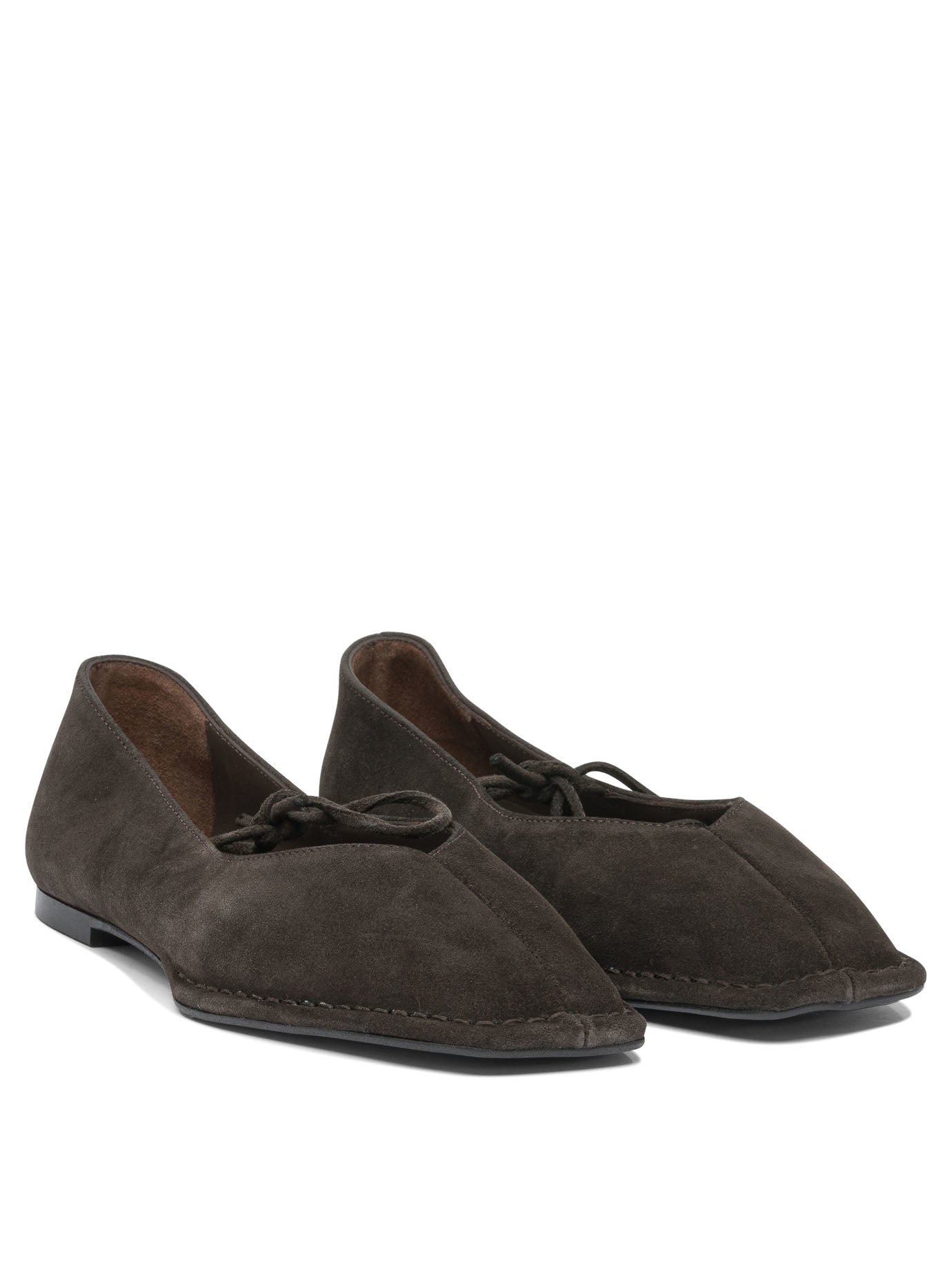 Alohas Sway Suede Coffee Brown Leather Ballet Flats