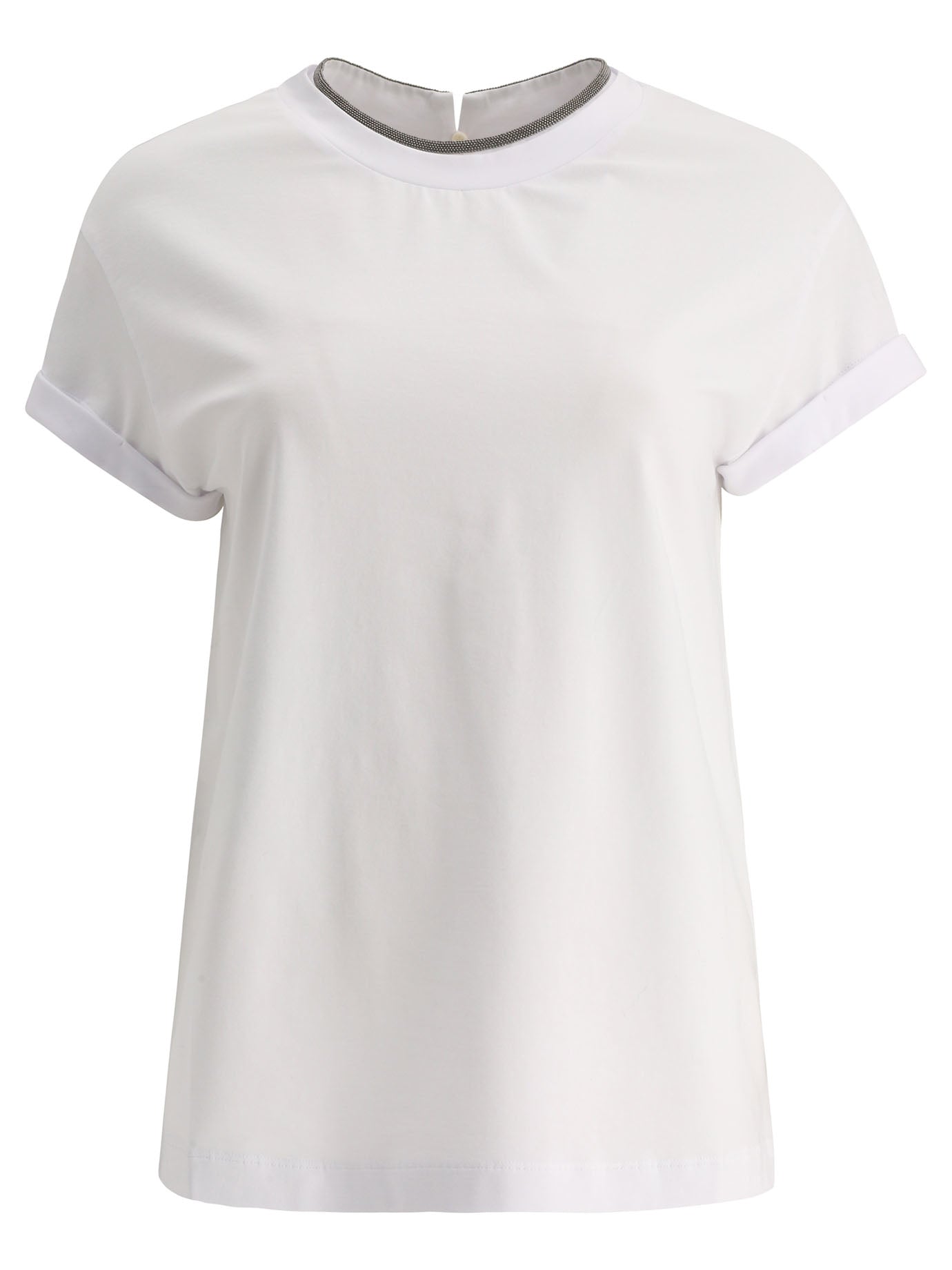 Brunello Cucinelli Cotton Jersey T-Shirt With Precious Faux Layering