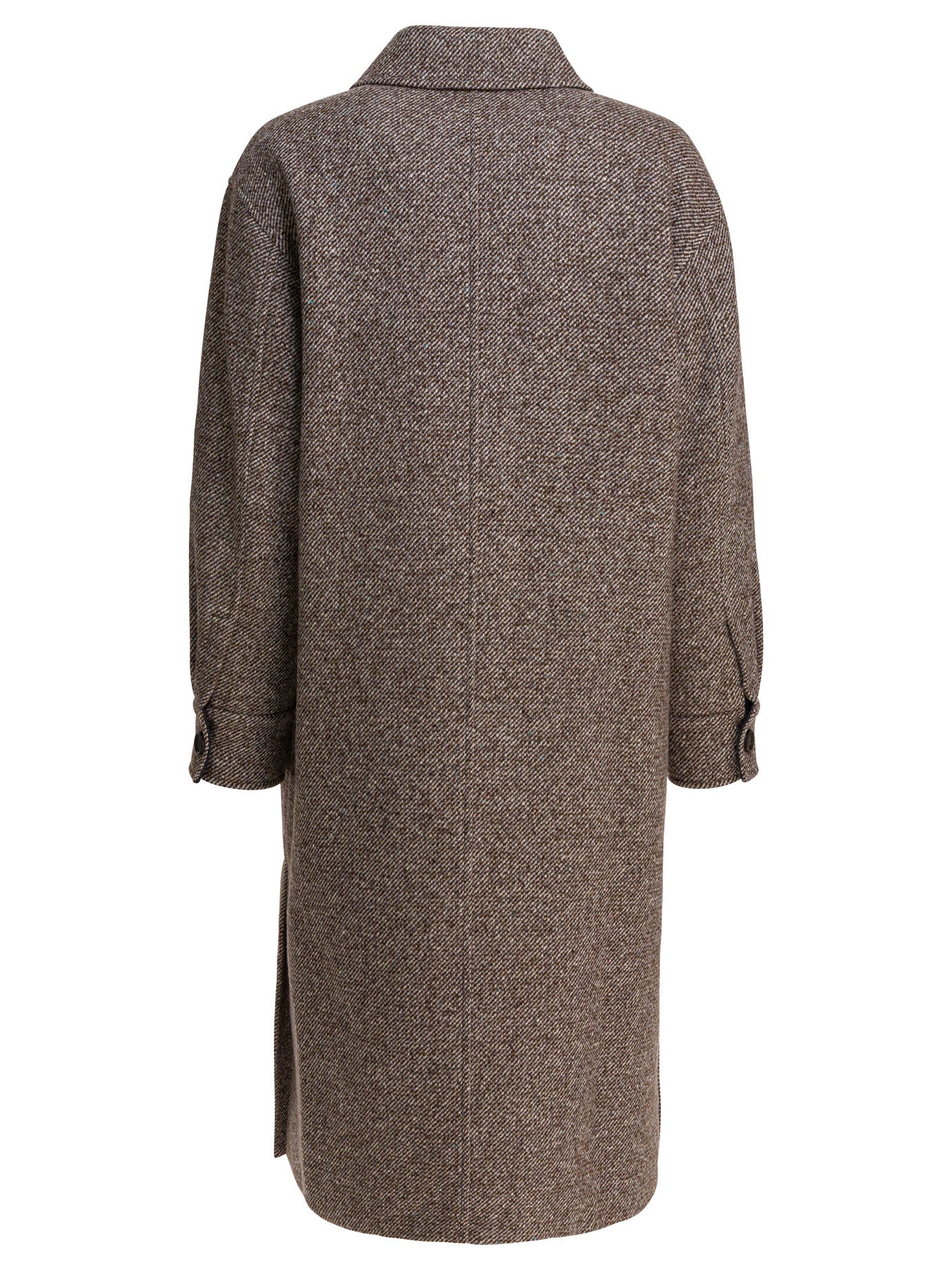 Brunello Cucinelli Coat In Diagonal Mélange Of Virgin Wool And Silk