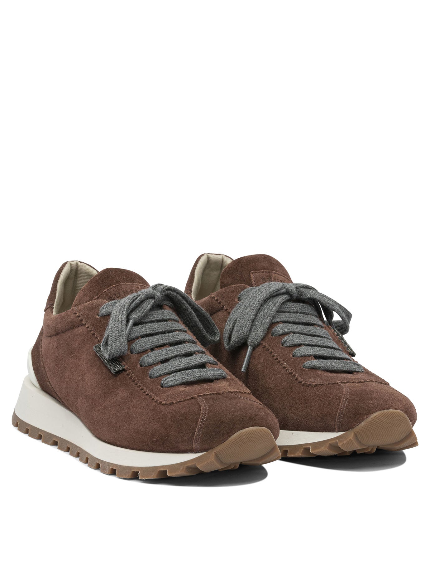 Brunello Cucinelli Suede Runners Sneakers With Shiny Tab
