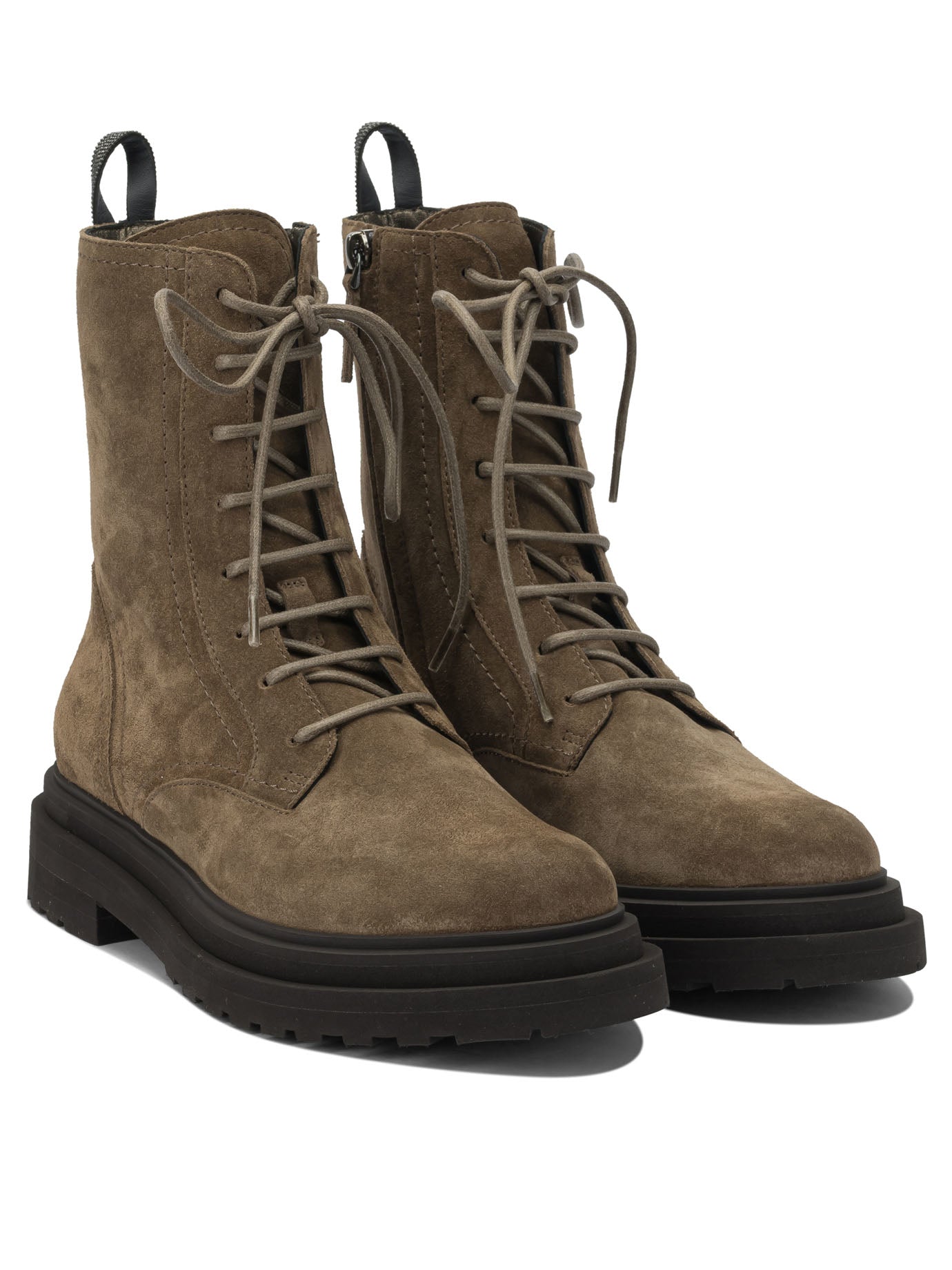 Brunello Cucinelli Suede Lace-Up Ankle Boots