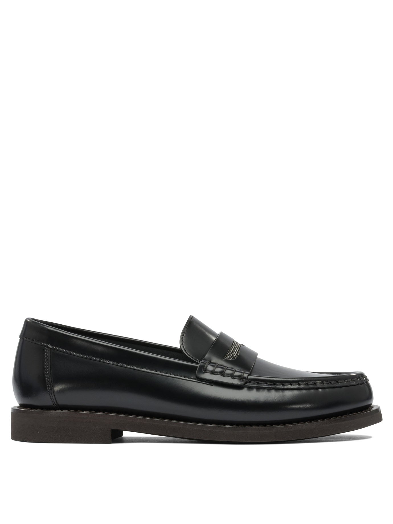Brunello Cucinelli Leather Loafers With Jewel Detailing